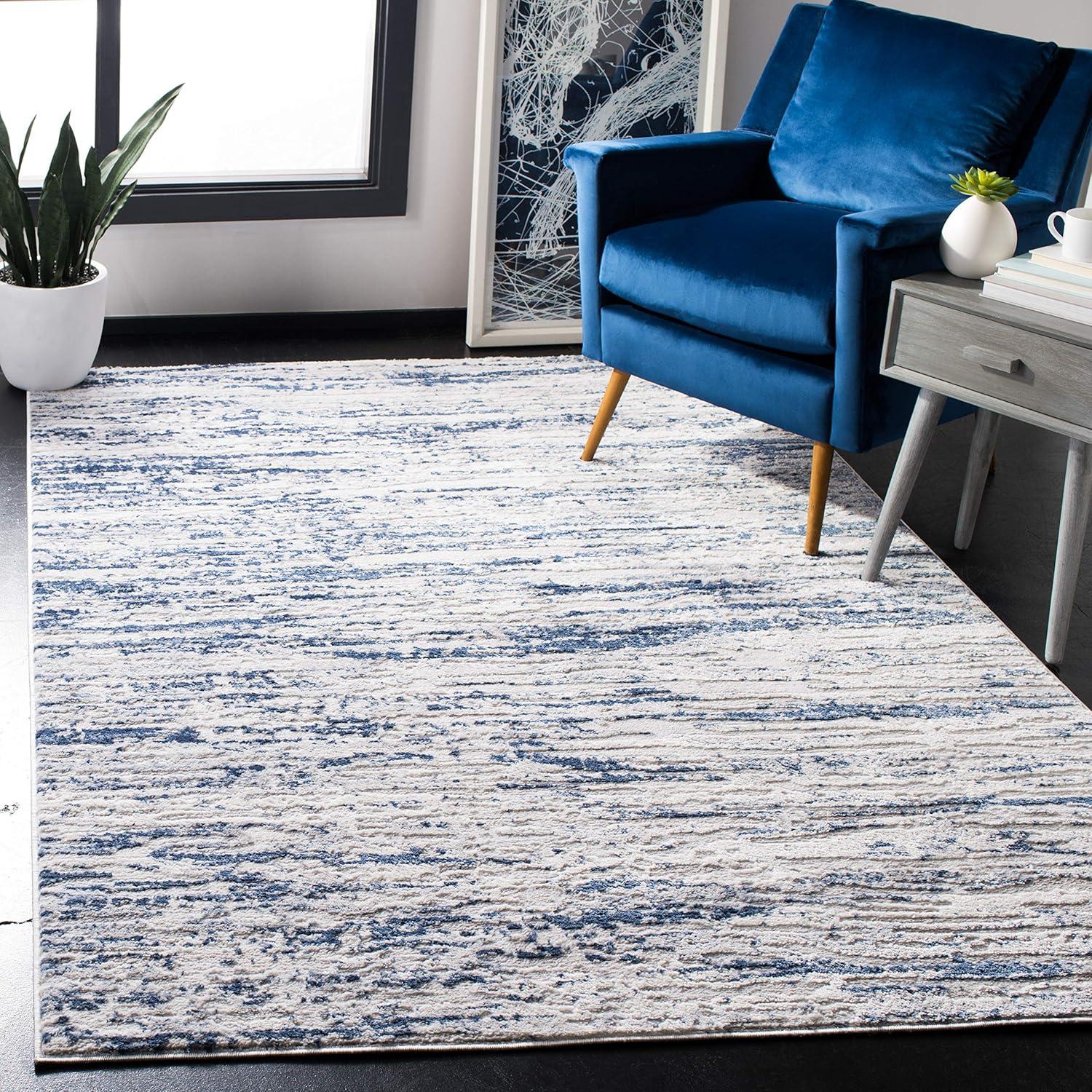 Amelia ALA768 Power Loomed Area Rug - Grey/Navy - 6'7"x6'7" - Safavieh.