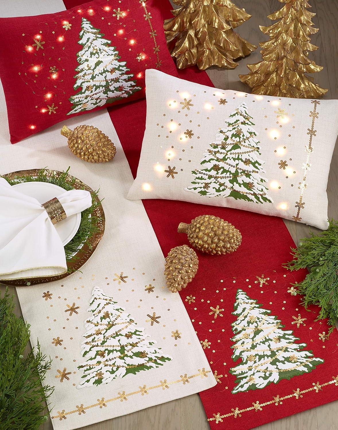 13"x72" Christmas Tree Runner White - Saro Lifestyle