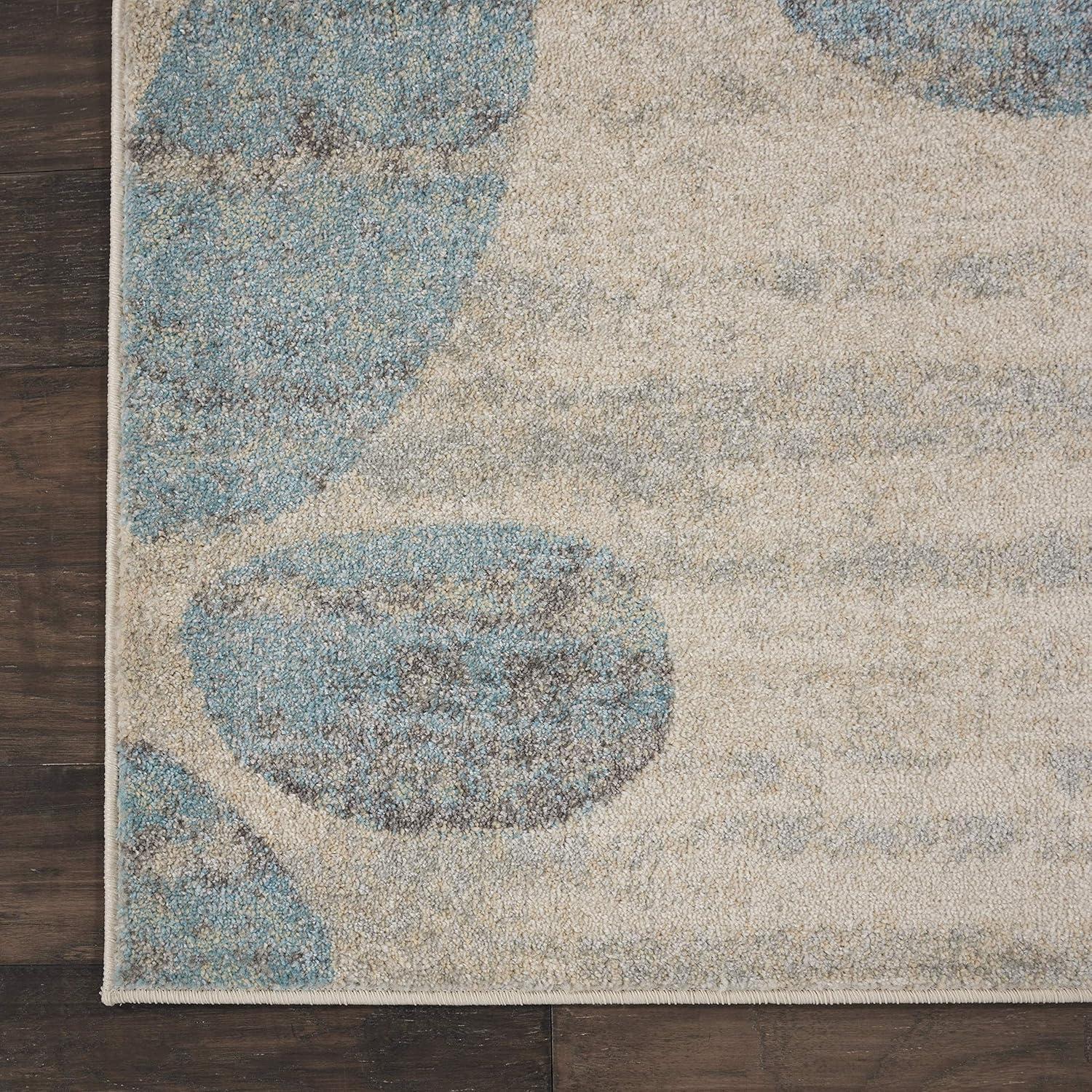 Serene Botanical Ivory & Light Blue 8'10" x 11'10" Viscose Area Rug