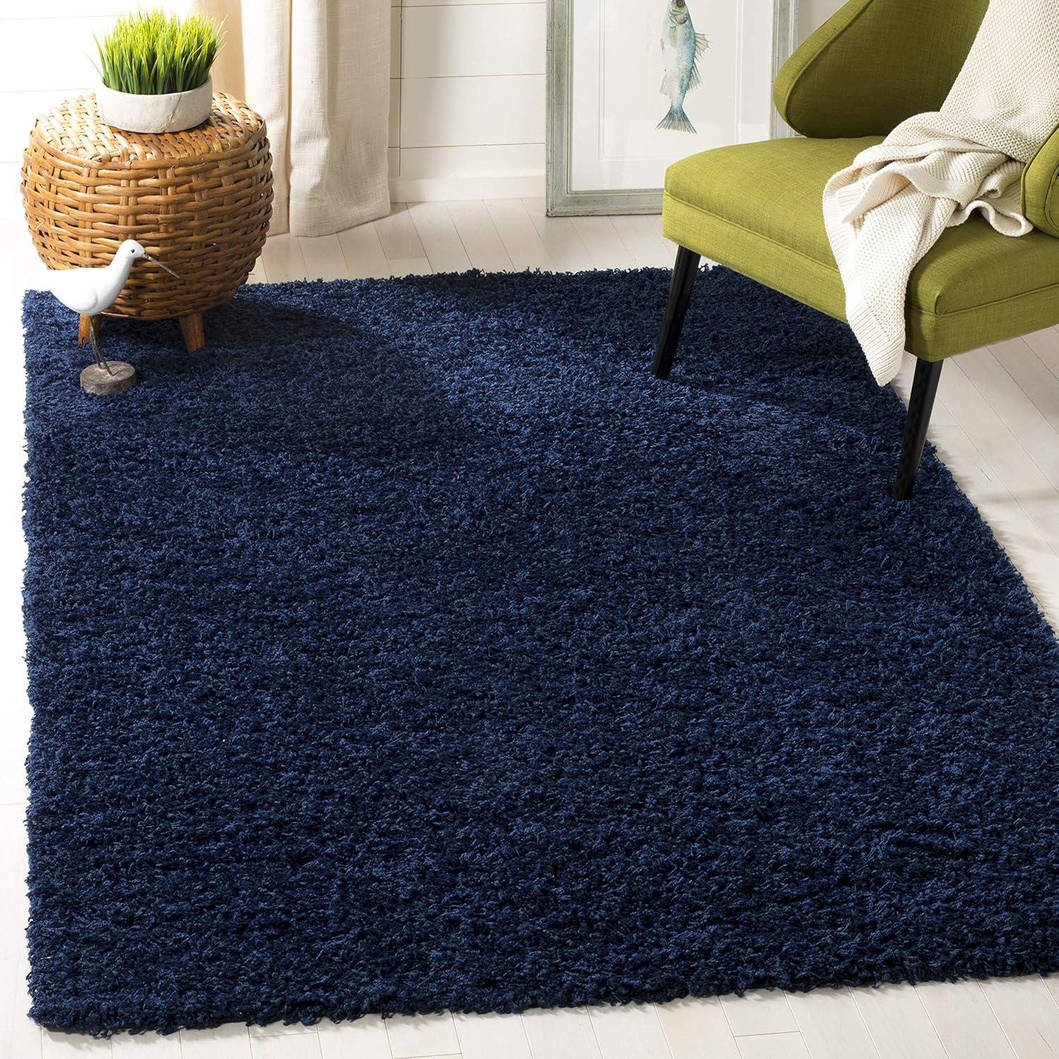 Athens Shag SGA119 Power Loomed Indoor Accent Rug - Navy - 4'x6' - Safavieh