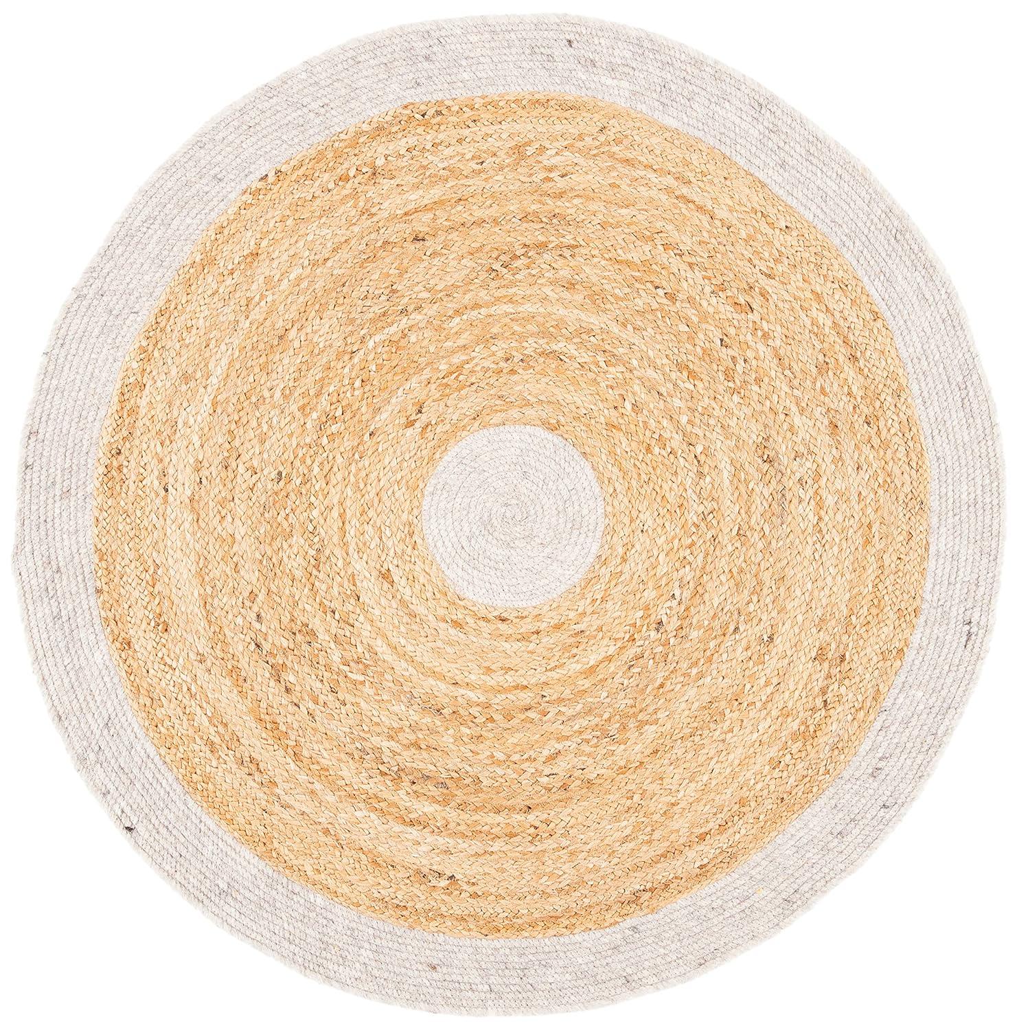 Braided BRD910 Hand Woven Indoor Accent Rug - Gold/Natural - 3' Round - Safavieh