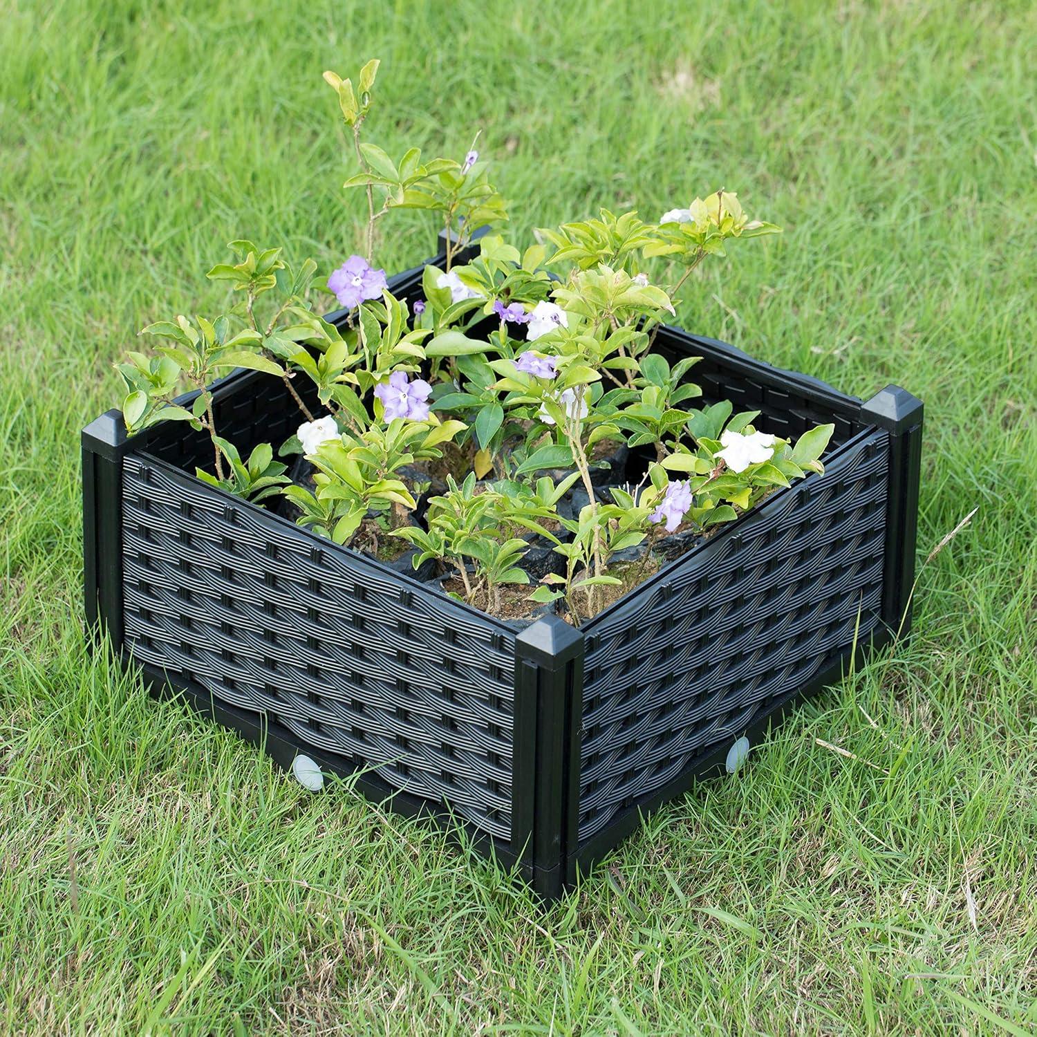 Rattan Raised Garden Bed Flower Planter