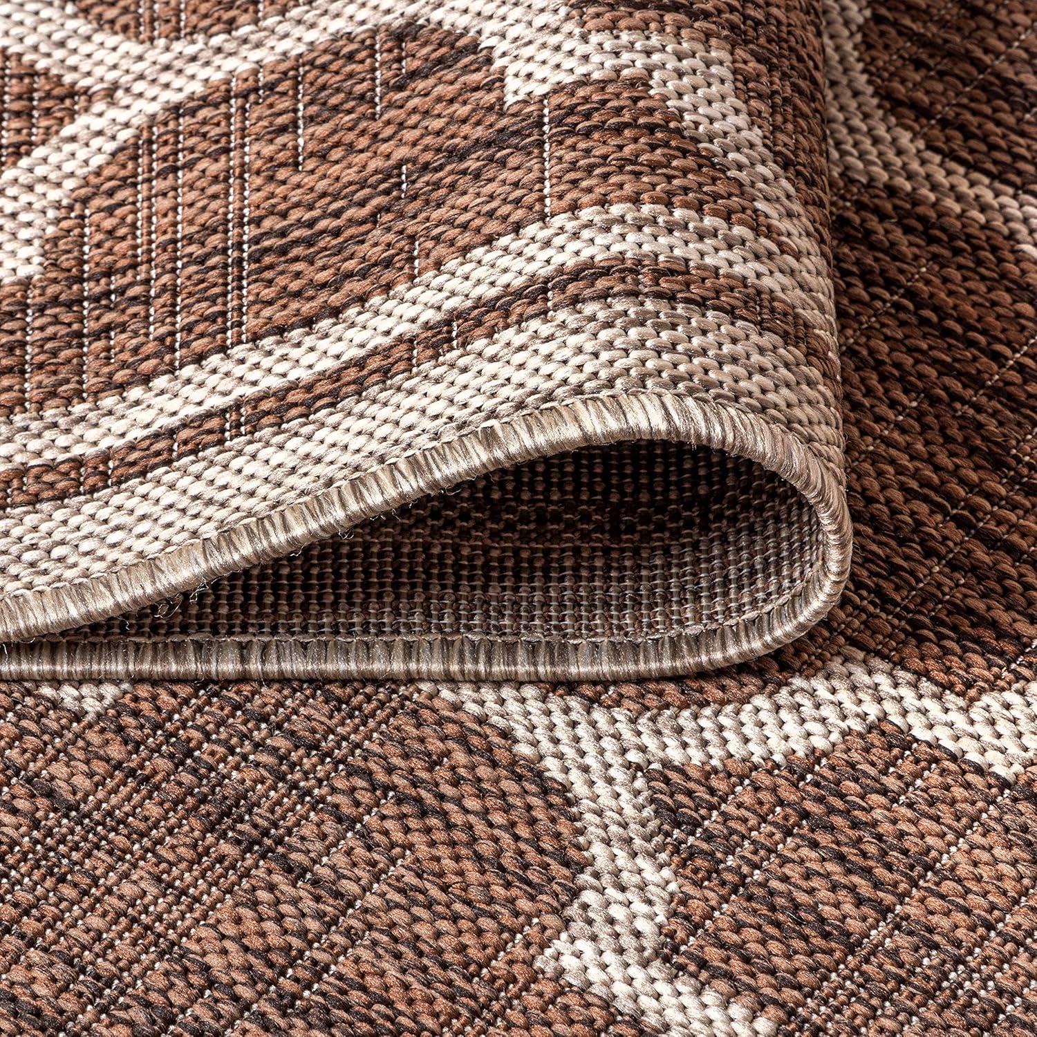 3'x5' Trebol Moroccan Trellis Textured Weave Indoor/Outdoor Area Rug, Espresso/Taupe - JONATHAN Y