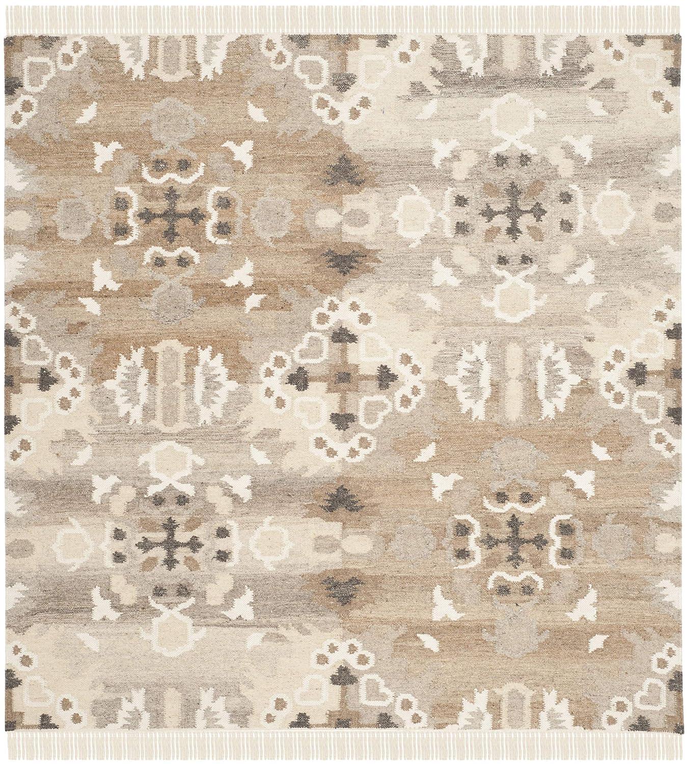 Natural Kilim NKM318 Hand Woven Indoor Area Rug - Grey/Multi - 5'x5' - Safavieh