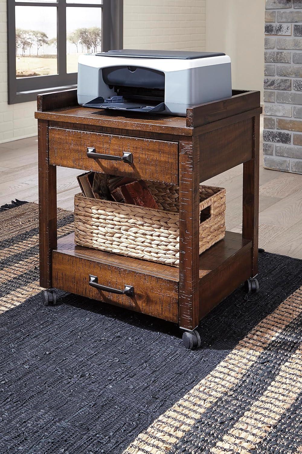 Baldridge Printer Stand Rustic Brown - Signature Design by Ashley: Office Cabinets with Storage, Wood Laminate