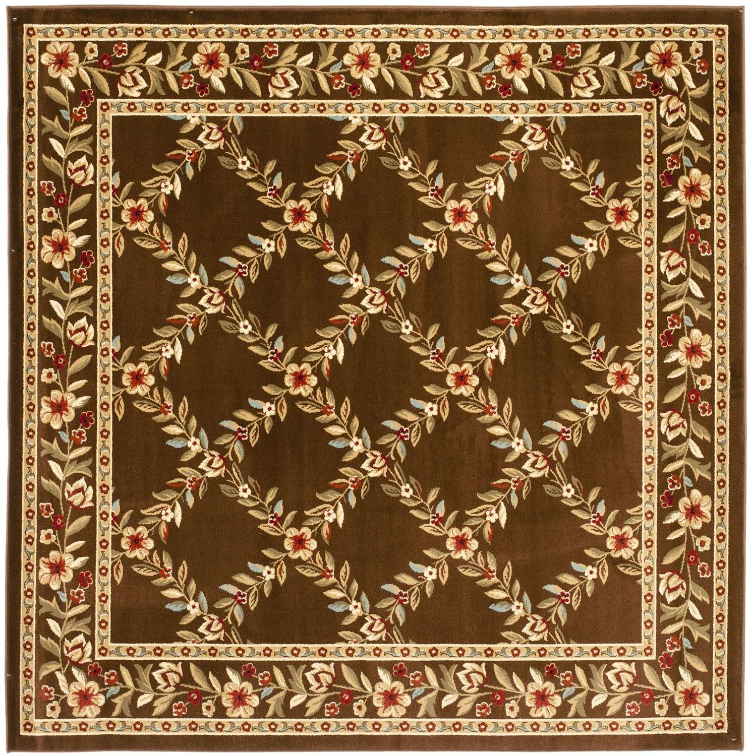 Lyndhurst LNH557 Power Loomed Area Rug - Brown/Brown - 6'7"x6'7" - Safavieh