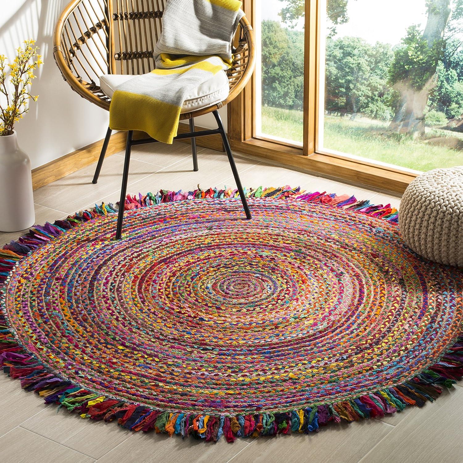 Cape Cod CAP206 Hand Woven Area Rug - Ivory/Red - 8' round - Safavieh.