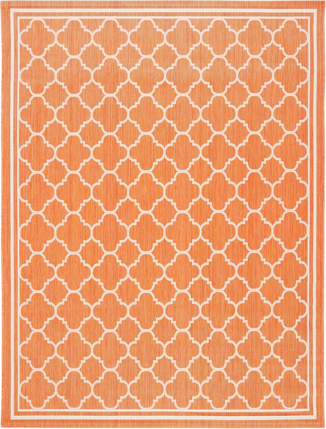 Terracotta & Bone Synthetic Easy-Care Rectangular Rug 8' x 11'