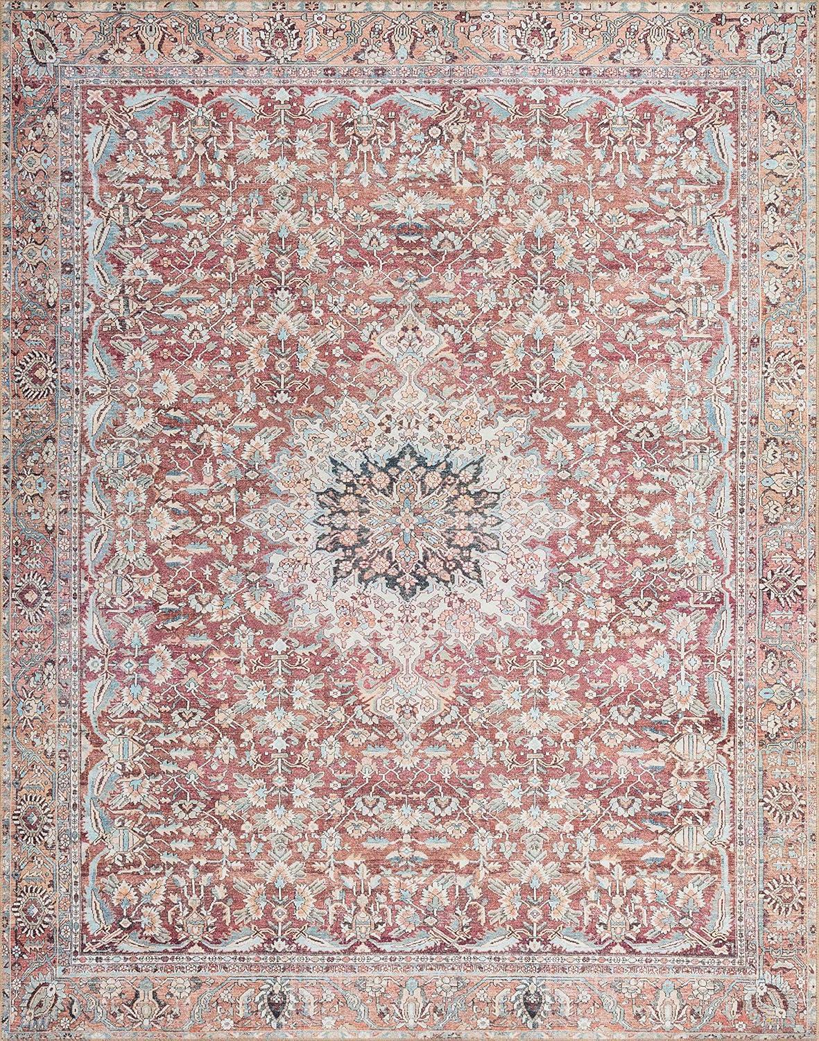 Loloi II Wynter WYN-05 Tomato / Teal Oriental Area Rug 3'-6" x 5'-6"