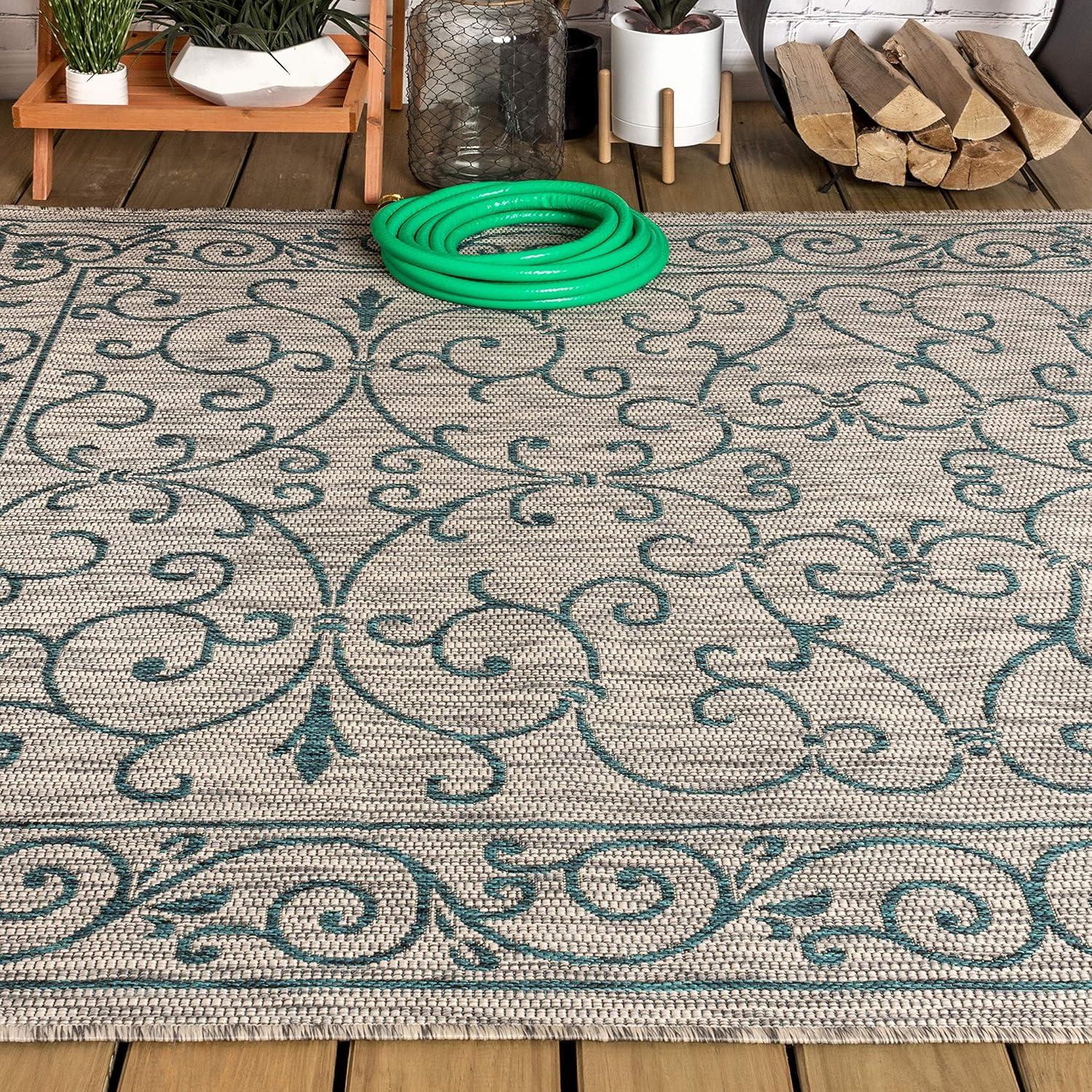 Charleston Vintage Filigree Textured Weave Indoor/Outdoor Area Rug  - JONATHAN Y