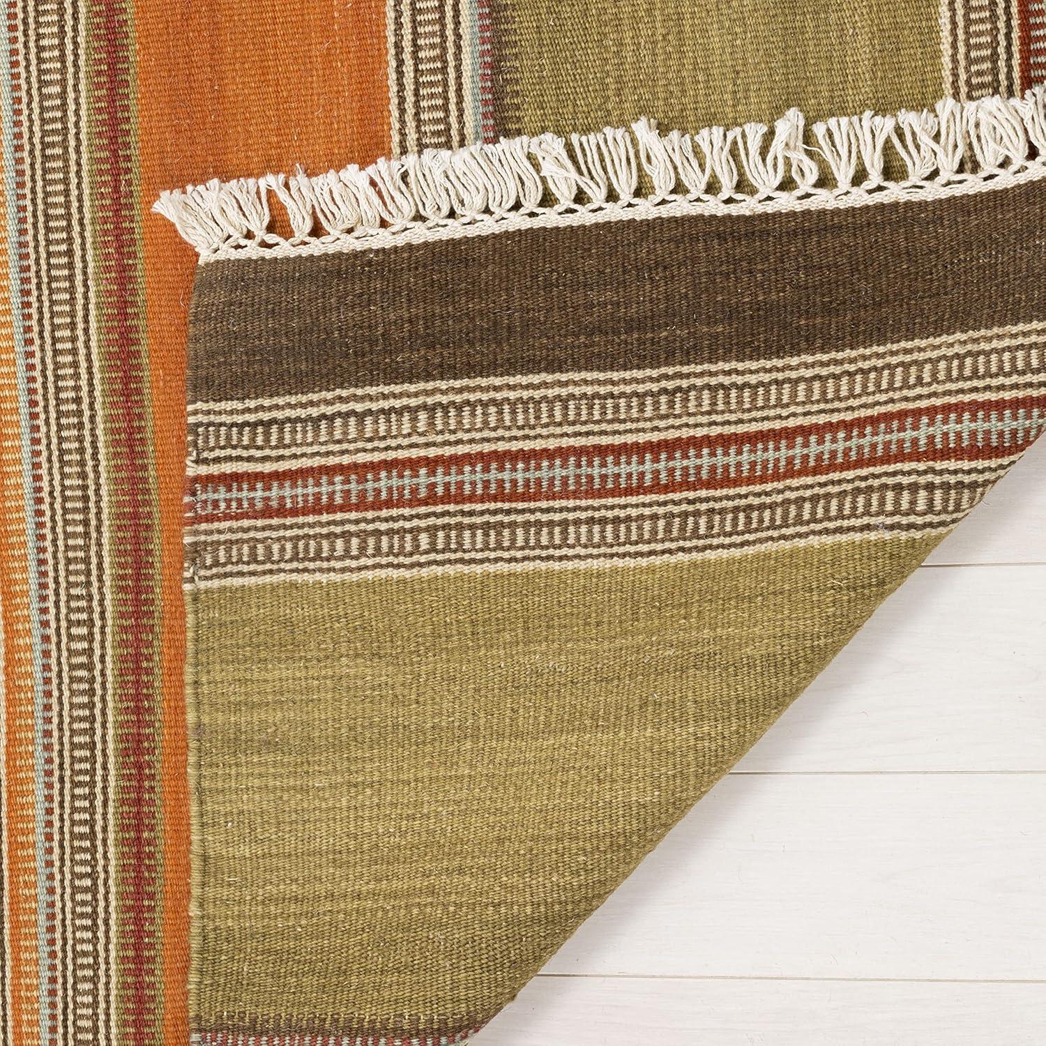Striped Kilim STK317 Hand Woven Runner Rug - Green - 2'3"x6' - Safavieh.