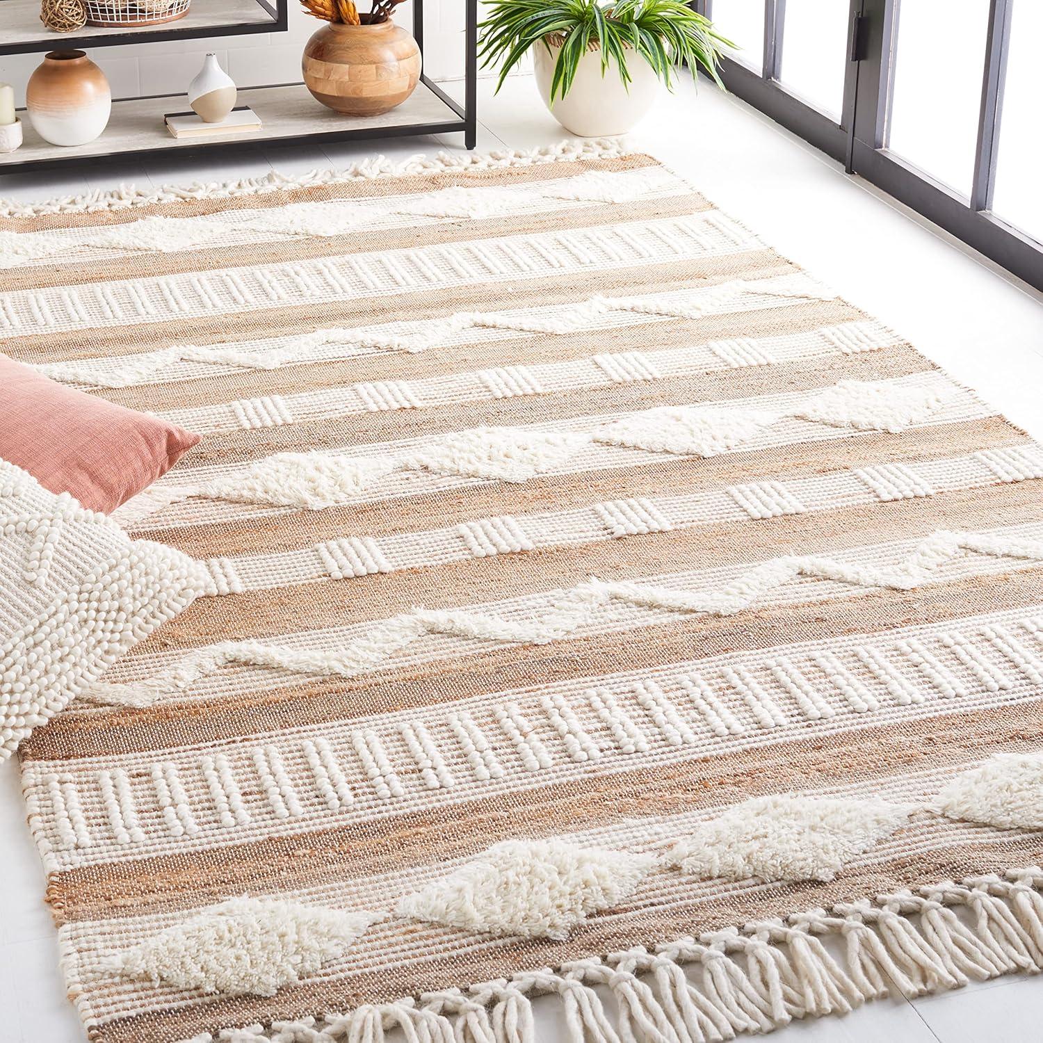Natural Fiber NF377 Flat Weave Indoor Area Rug - Natural/Ivory - 4'x6' - Safavieh