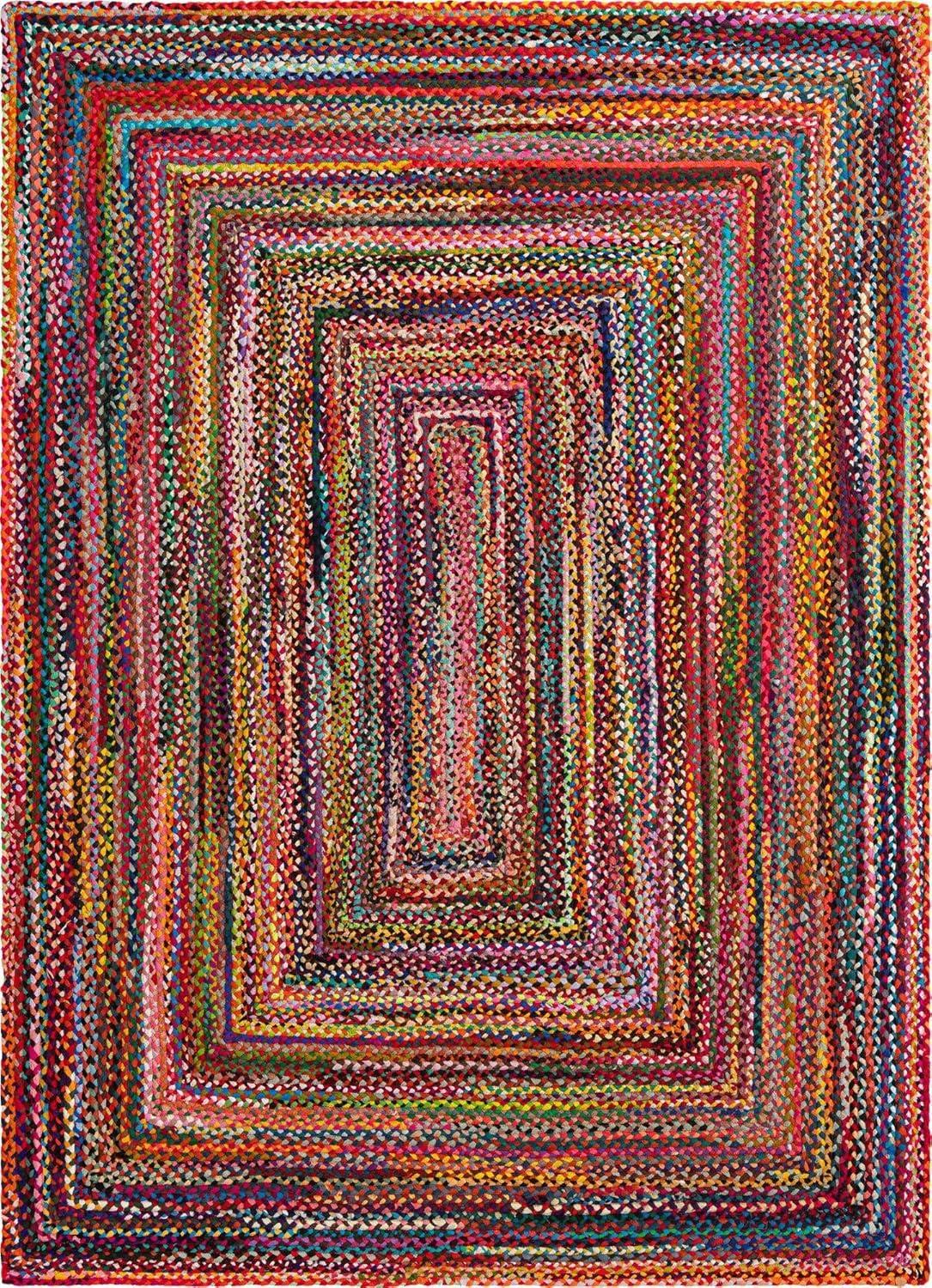 Unique Loom Braided Chindi Collection Area Rug - Layer (8'  x 11' Rectangle Multi/Blue)
