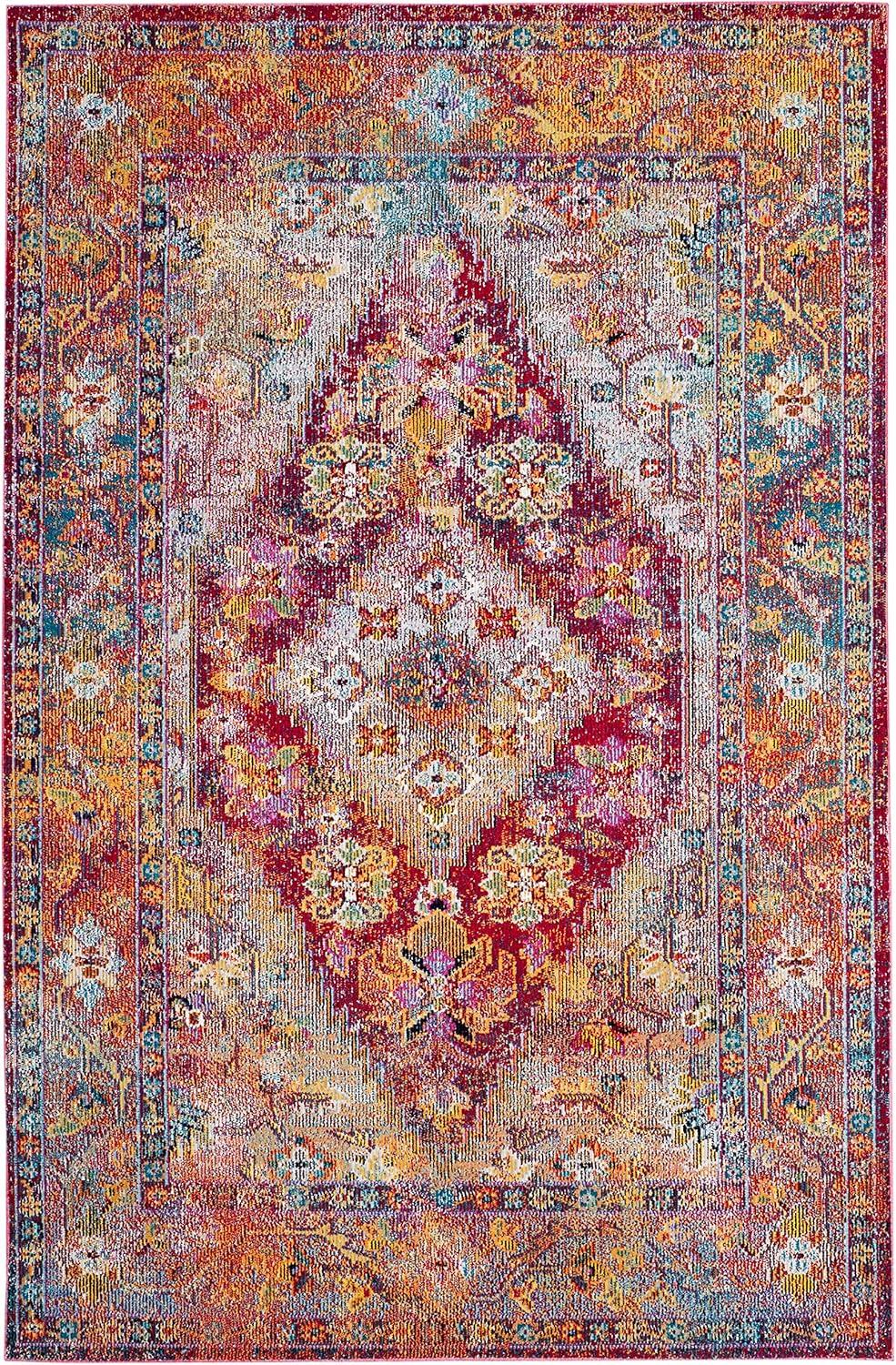 SAFAVIEH Crystal Salma Traditional Area Rug, Light Blue/Fuchsia, 4' x 6'