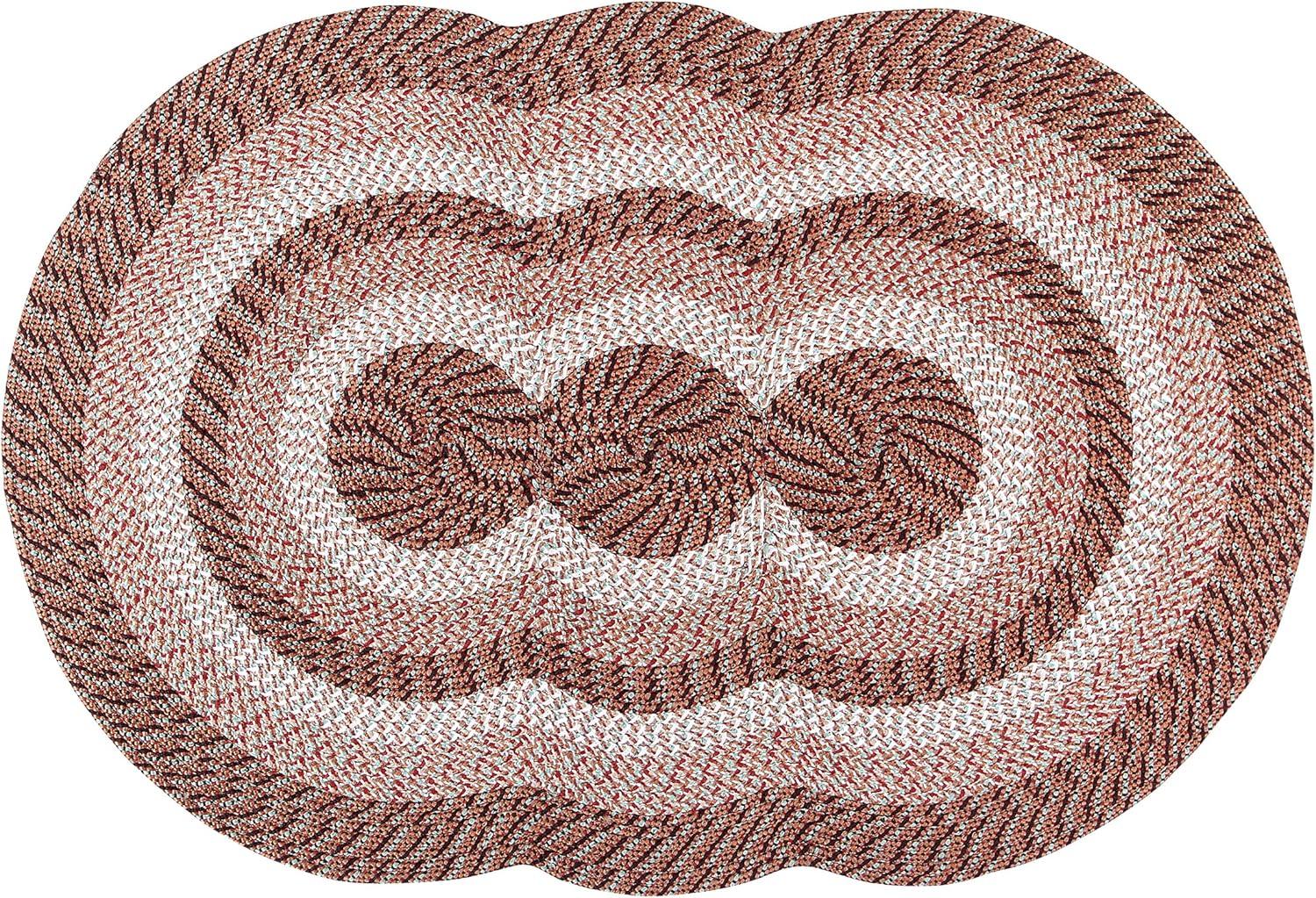 Braided Reversible Oval Straw Stripe Synthetic Rug, 40" x 60"