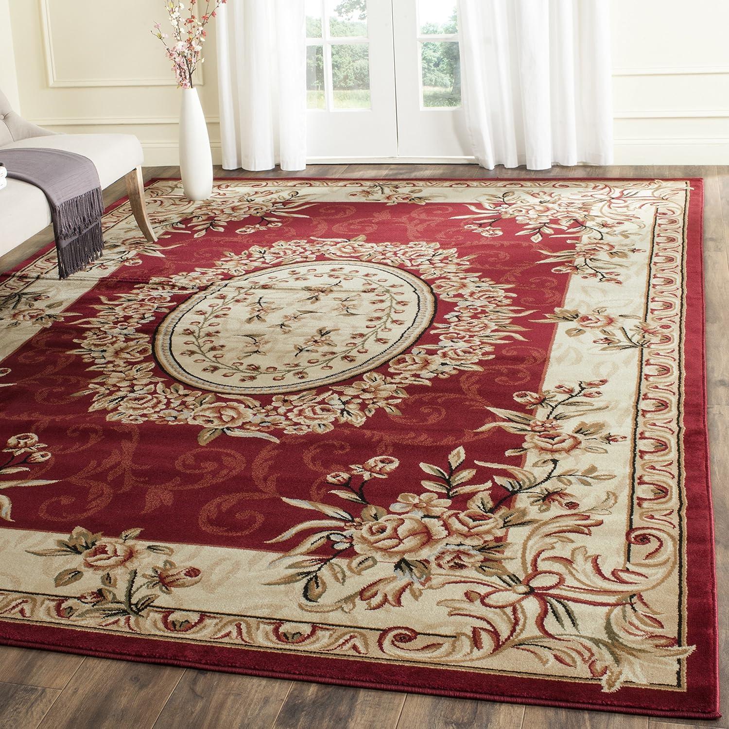 Lyndhurst LNH328 Power Loomed Area Rug - Red/Ivory - 9'x12' - Safavieh
