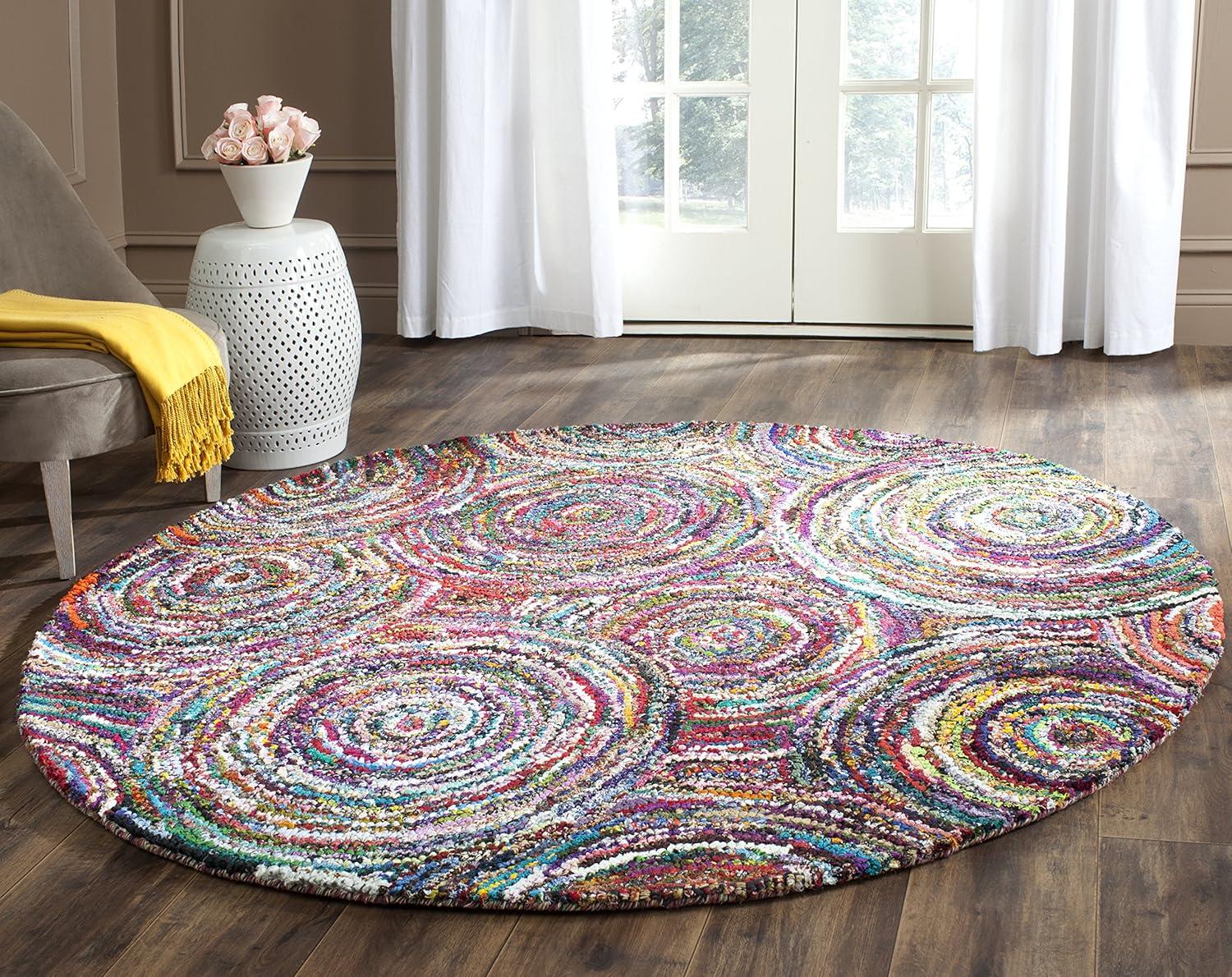 Nantucket NAN514 Hand Tufted Indoor Area Rug - Multi - 4' Round - Safavieh.