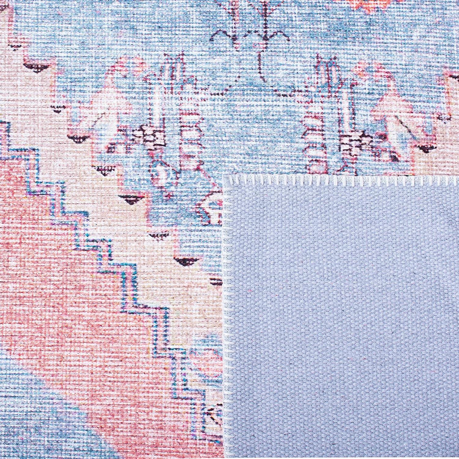 Serapi SEP356 Power Loomed Machine Washable Skid-Resistant Indoor Accent Rug - Light Blue/Beige - 3'3"x5' - Safavieh