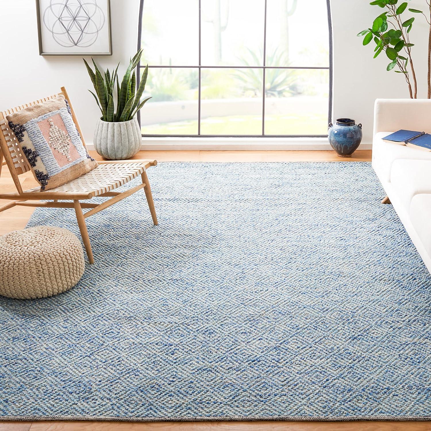 SAFAVIEH Natura Eanna Geometric Wool Area Rug, Blue, 10' x 14'