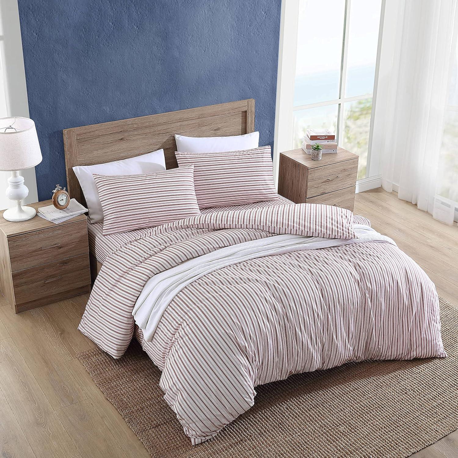 Nautica Coleridge Stripe Charcoal Cotton Percale Duvet Cover