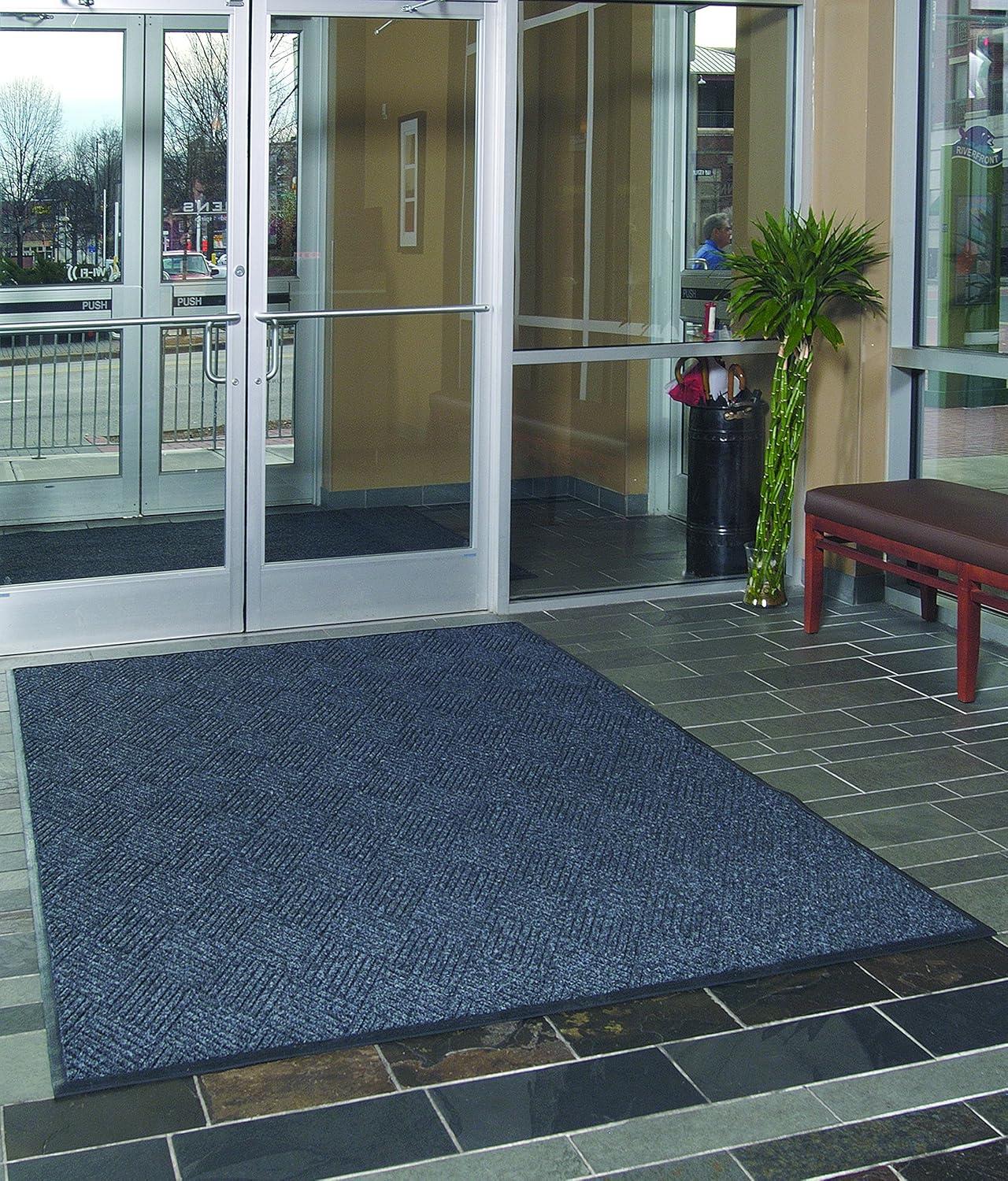 Black Smoke Herringbone Solution-Dyed PET Entrance Mat, 36" x 60"