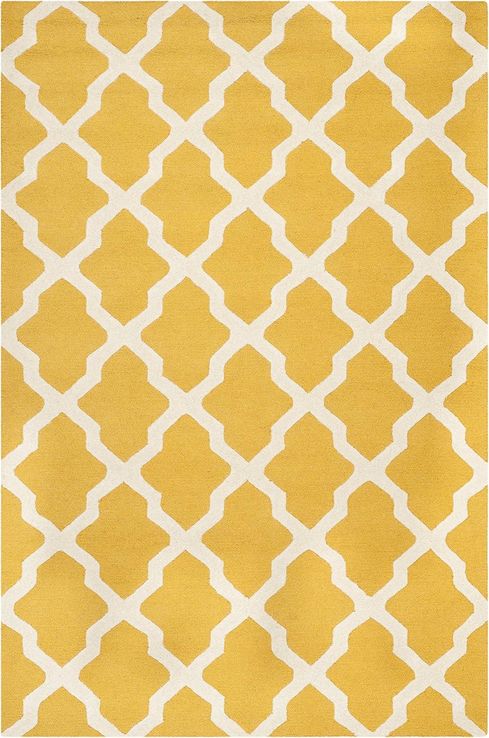 SAFAVIEH Cambridge Liam Geometric Wool Area Rug, Gold/Ivory, 6' x 9'