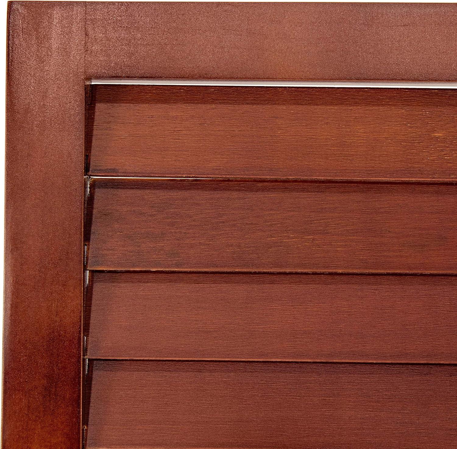 Oriental Furniture 6 ft. Tall Wooden Louvered Room Divider Walnut 4 Panel
