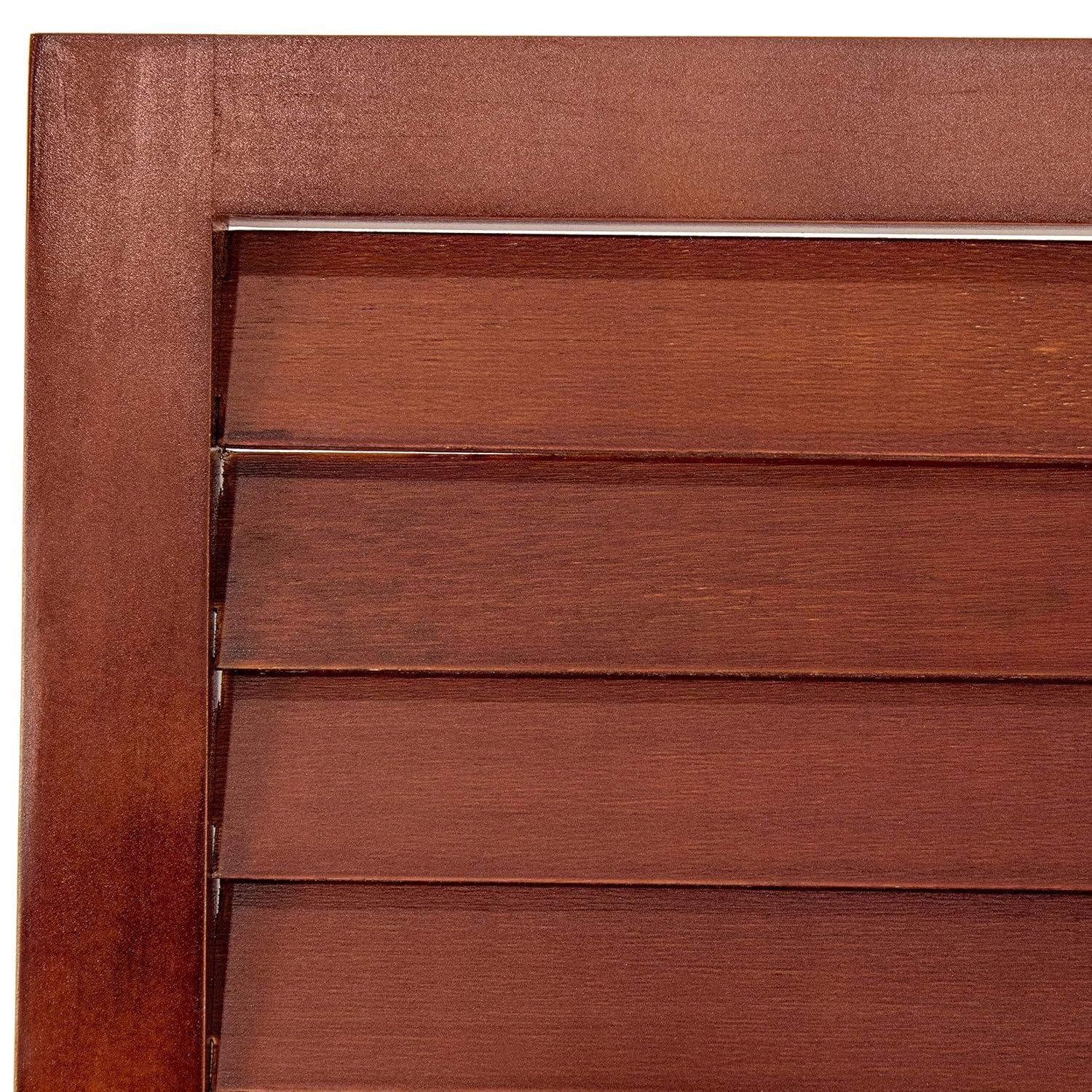 Oriental Furniture 6 ft. Tall Wooden Louvered Room Divider Walnut 4 Panel
