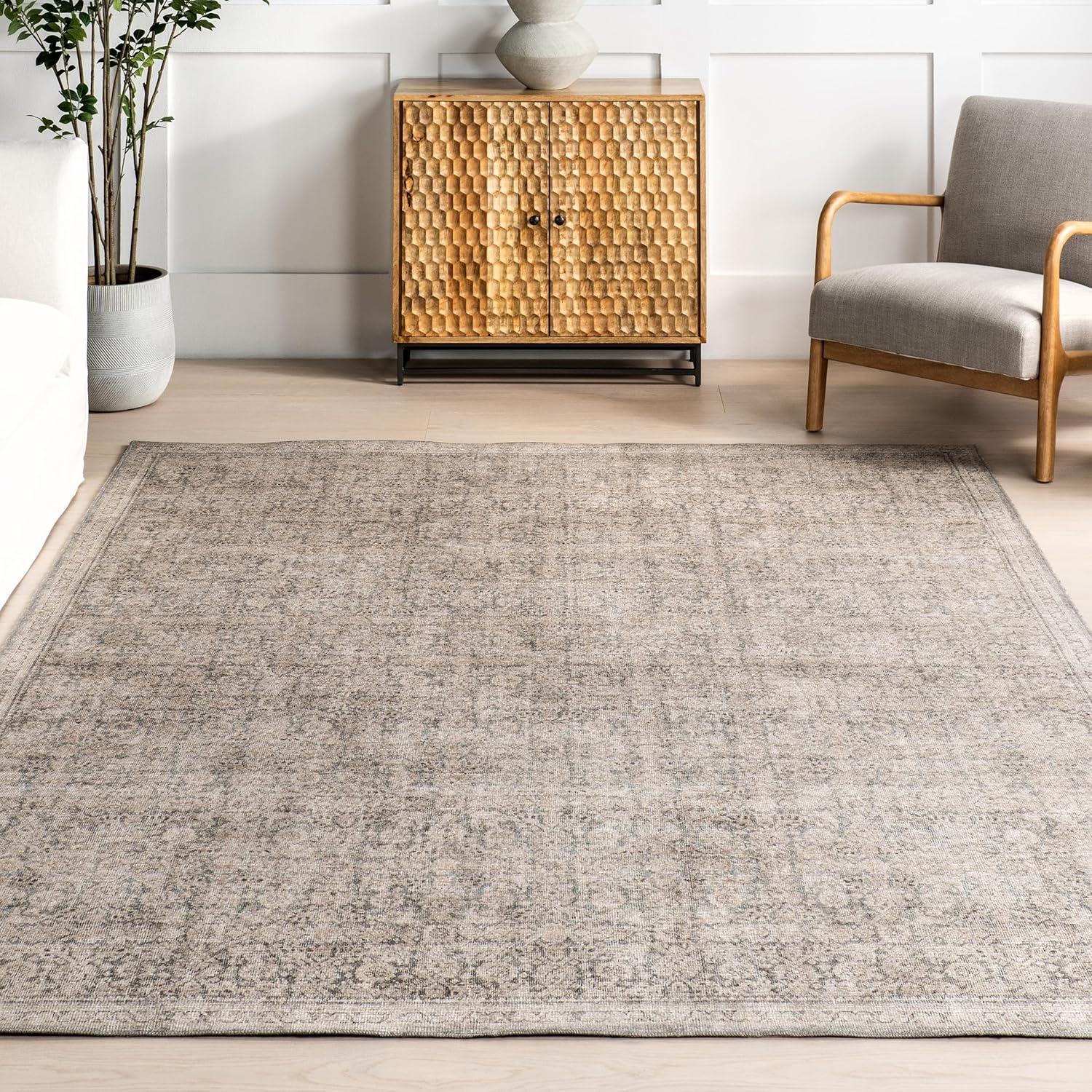 Nuloom Hillstone Collection Cally Traditional Vintage Medallion Area Rug, 5' x 8', Taupe