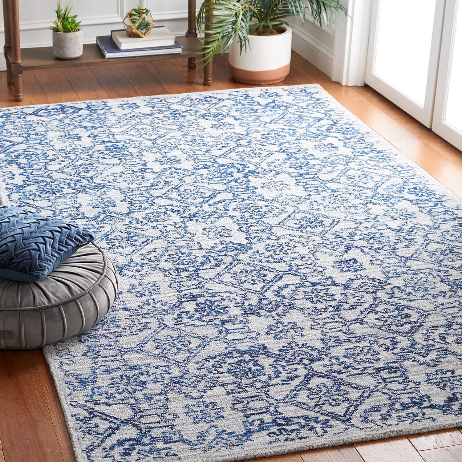 Blue Hand-Tufted Wool 6' x 9' Rectangular Area Rug