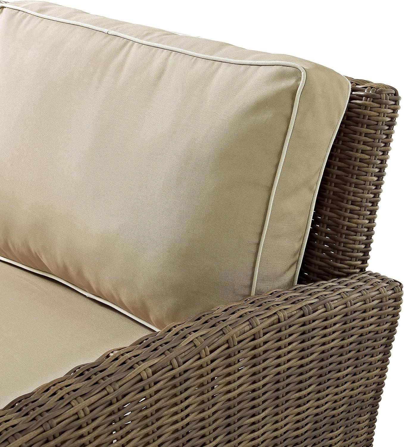 Crosley Furniture Bradenton 2PC Wicker / Rattan Armchair & Ottoman in Sand/Brown