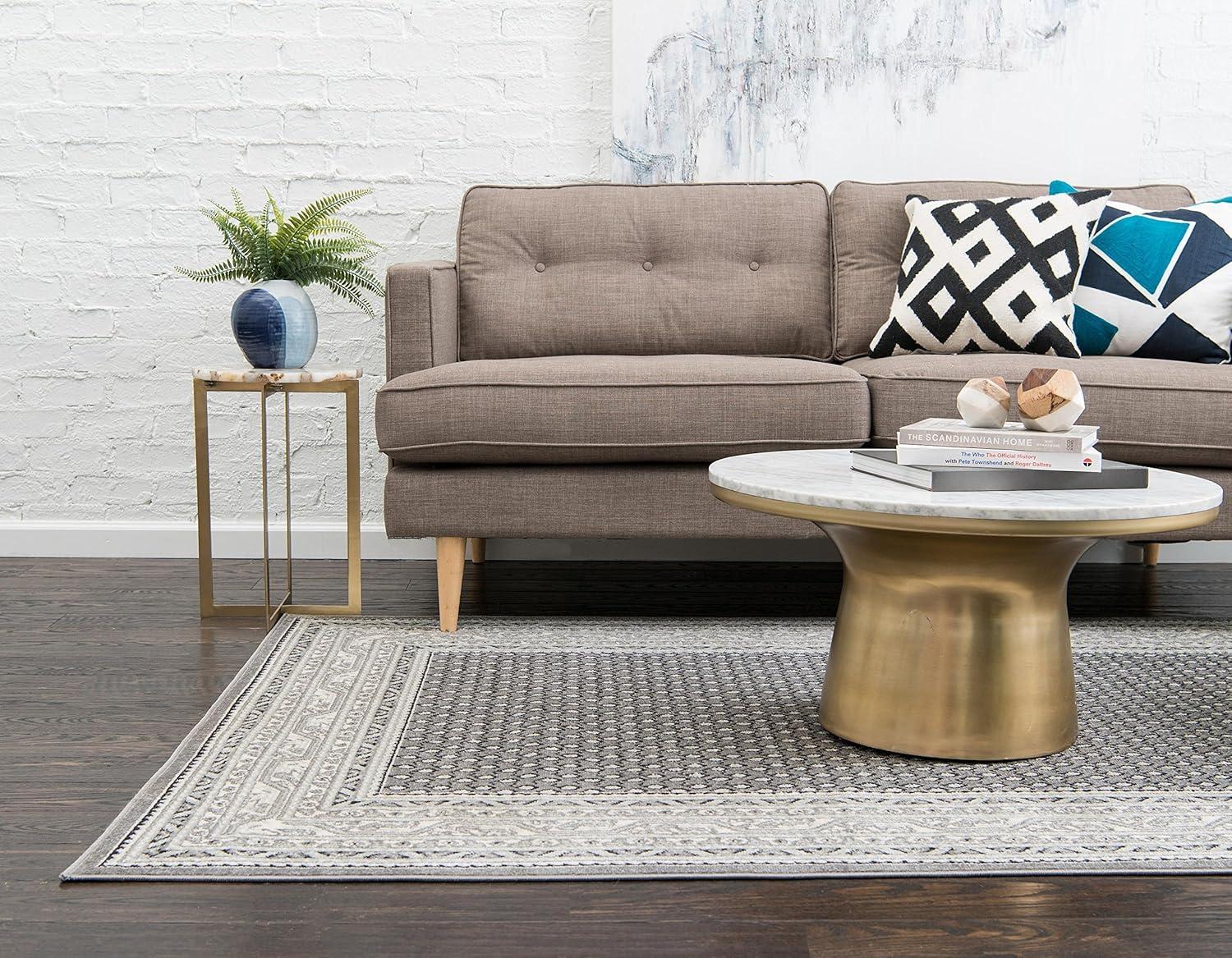 Unique Loom Williamsburg Collection Area Rug - Allover (7' 10" x 10' Rectangle Gray/Black)