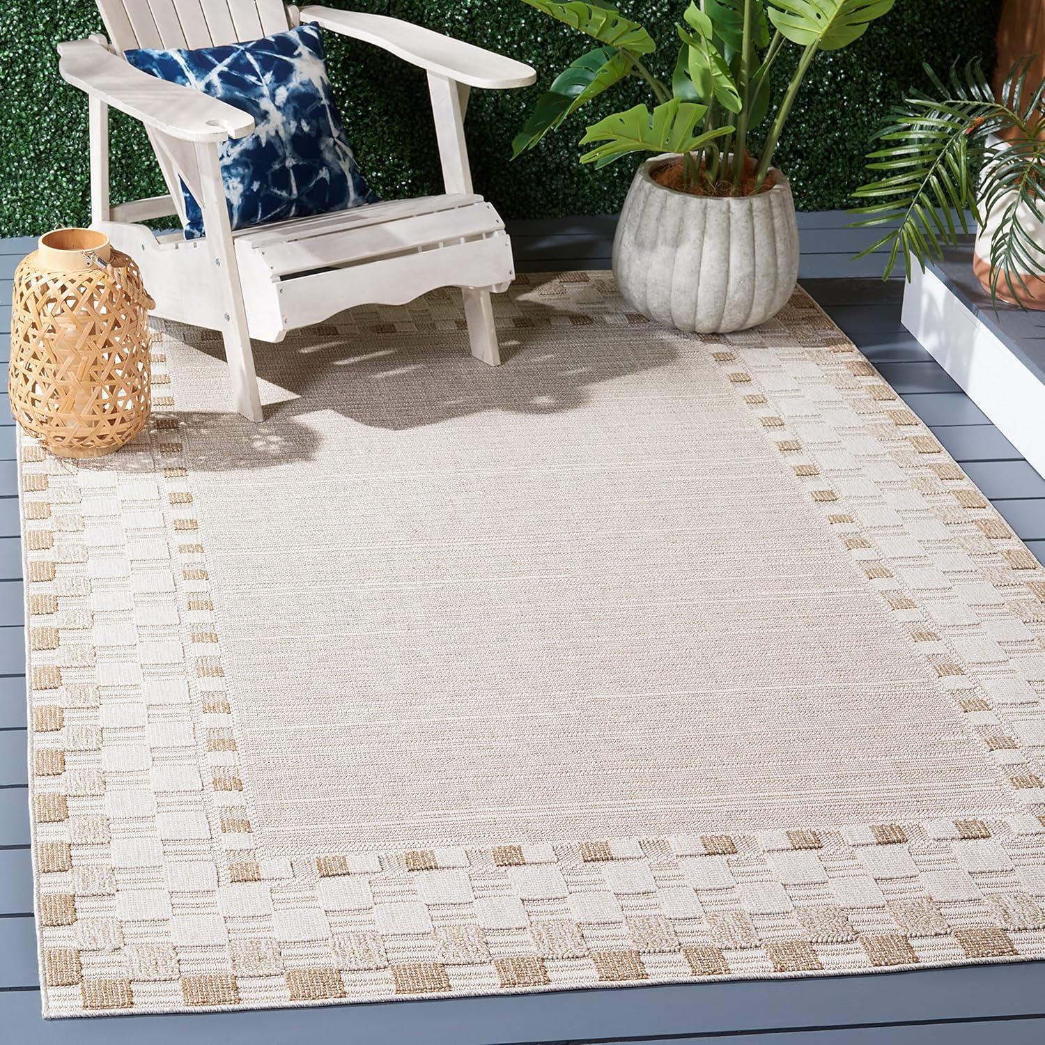 Safavieh Global 9 x 12 (ft) Synthetic Beige/Light Beige Rectangular Indoor/Outdoor Solid Area rug