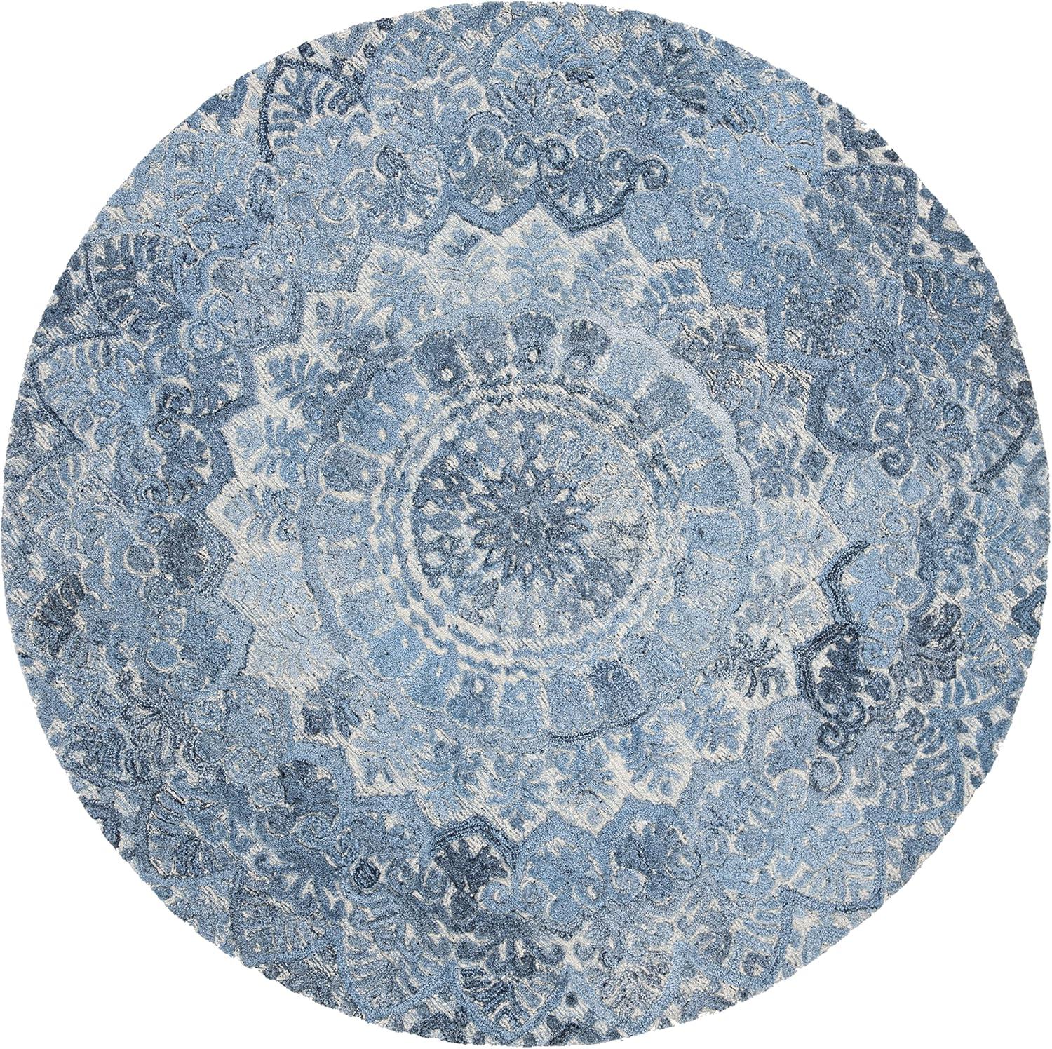 Marquee MRQ110 Hand Tufted Indoor Area Rug - Blue/Ivory - 6' Round - Safavieh