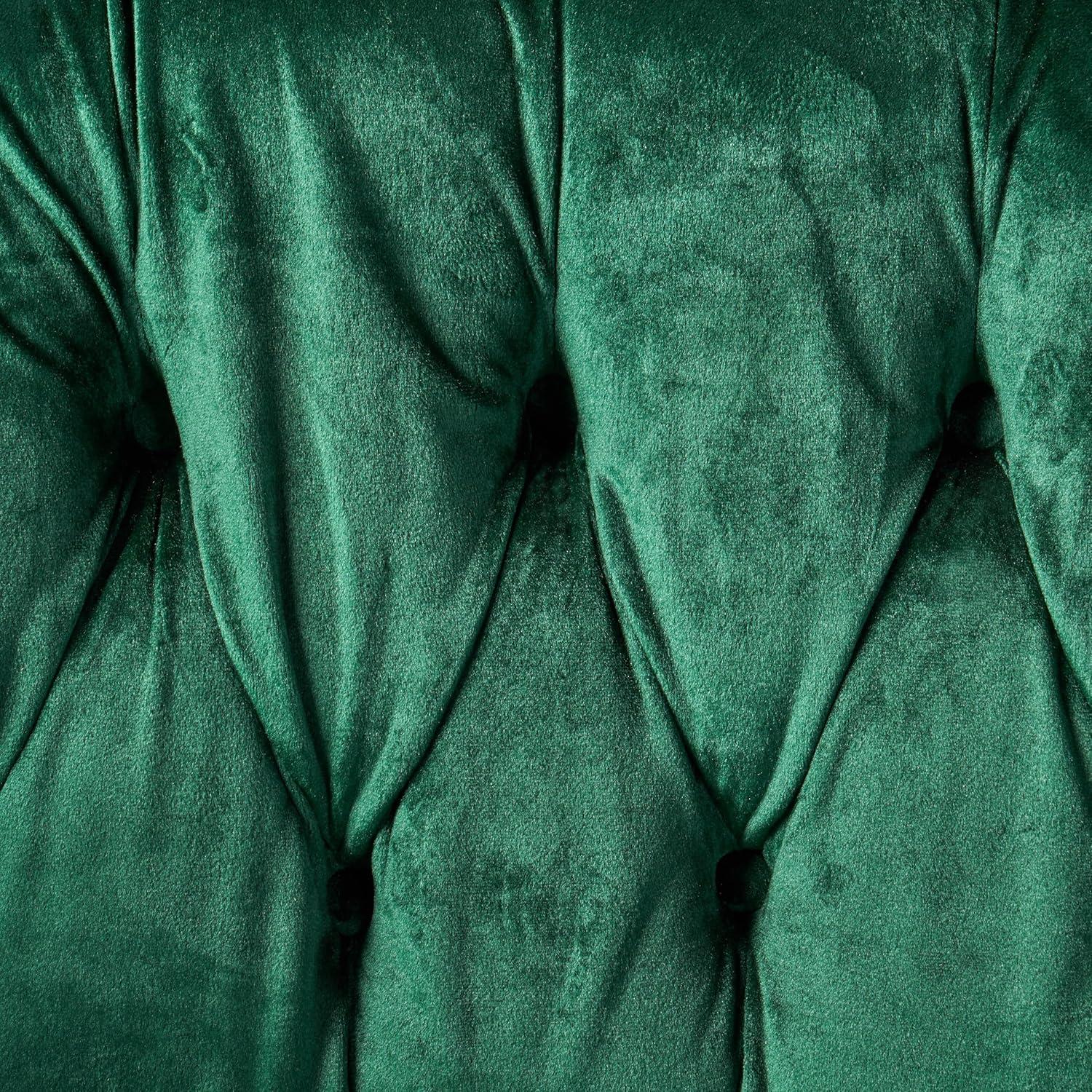 Emerald Velvet Chesterfield Loveseat with Nailhead Accents