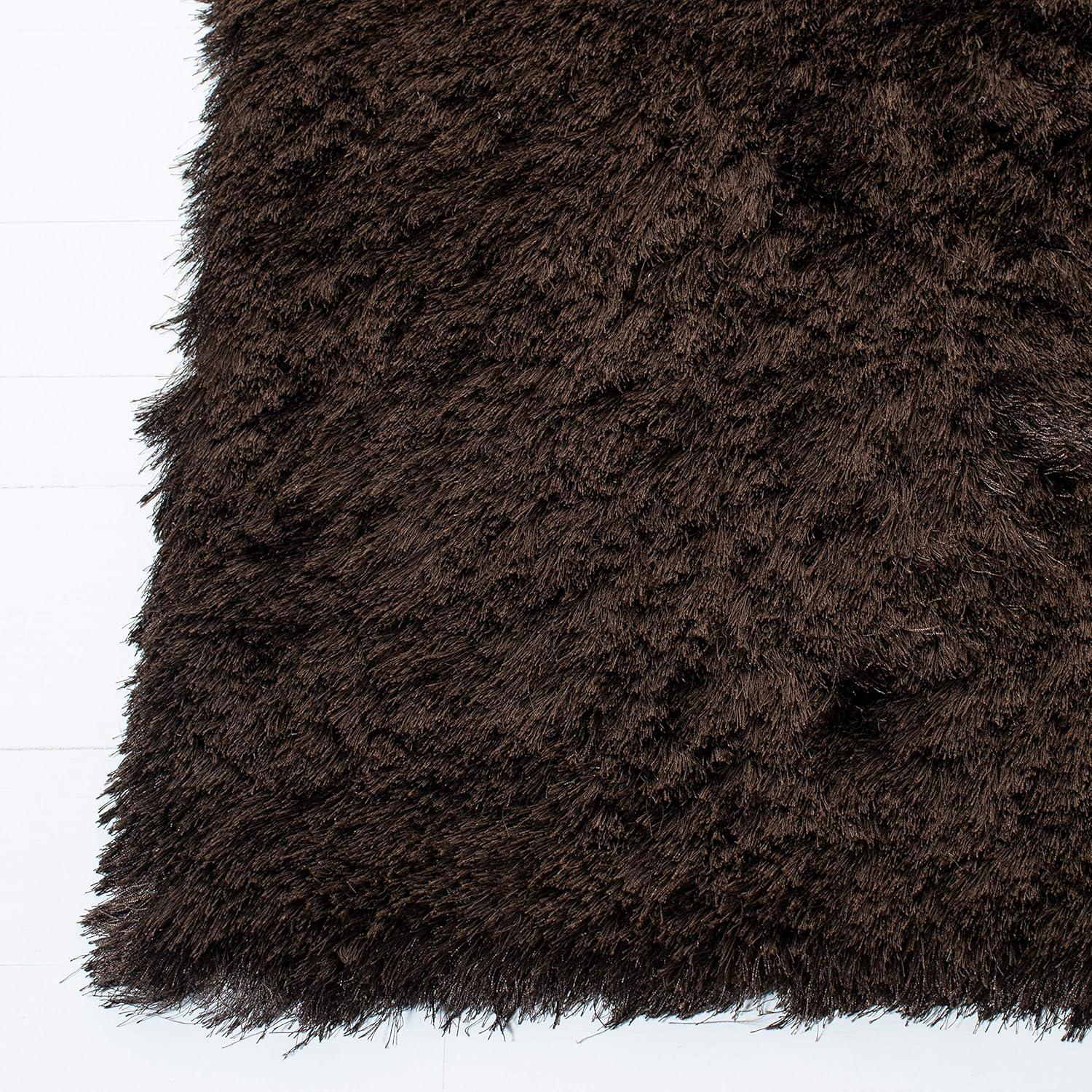 SAFAVIEH Paris Darwin Plush Polyester Shag Area Rug, Chocolate, 5' x 8'