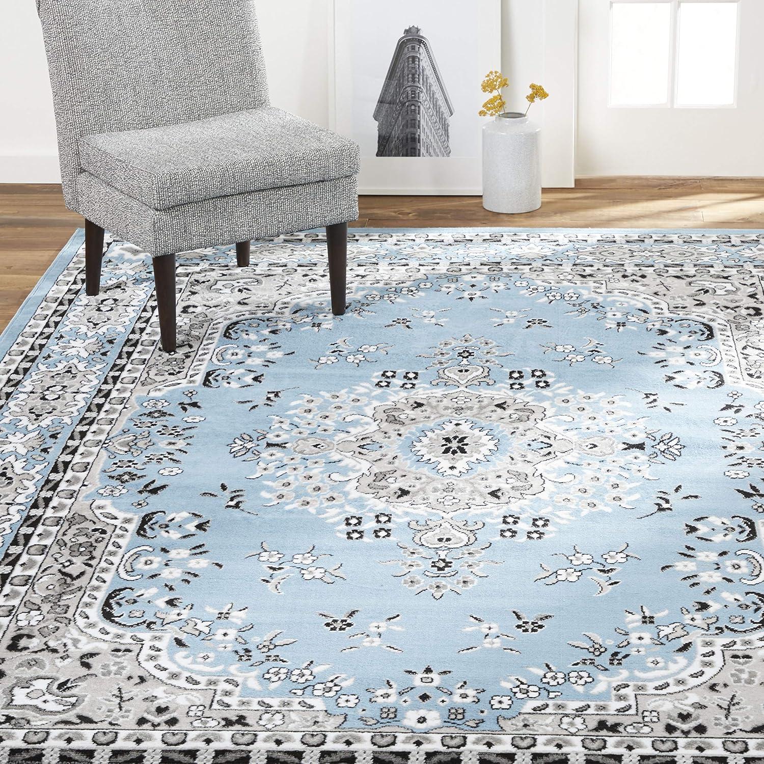 Home Dynamix Premium Sakarya Traditional Medallion Area Rug, Blue/Grey, 9'2"x12'5"