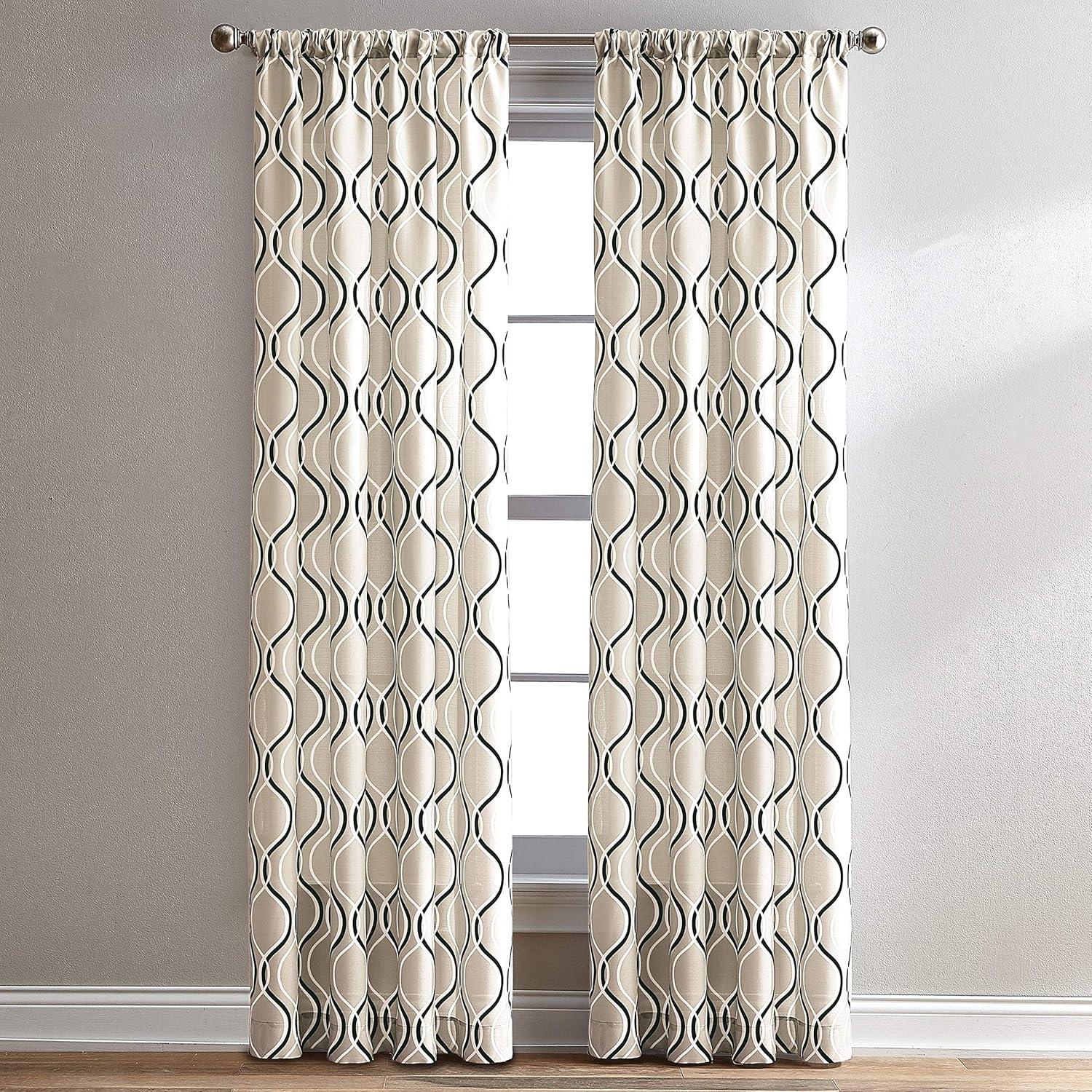 CHF Morocco Poletop Curtain, Geometric 50"x 84", Aqua, Adult