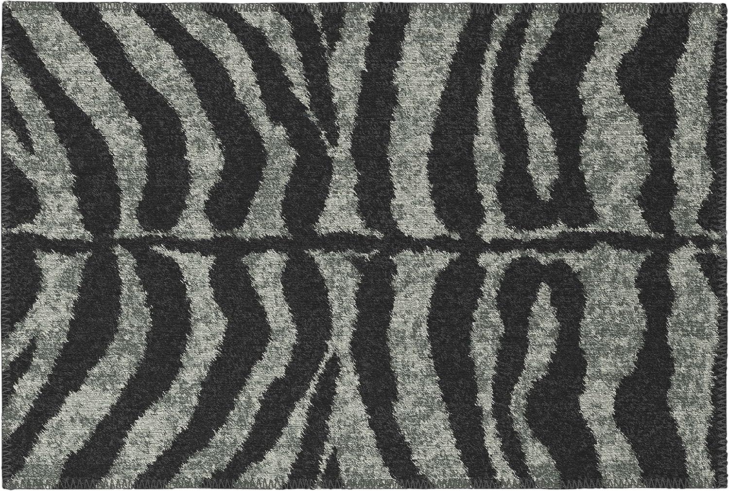 Addison Rugs Addison Indoor/ Outdoor Safari Zebra Animal Print Washable Area Rug 1'8" x 2'6" - Shadow
