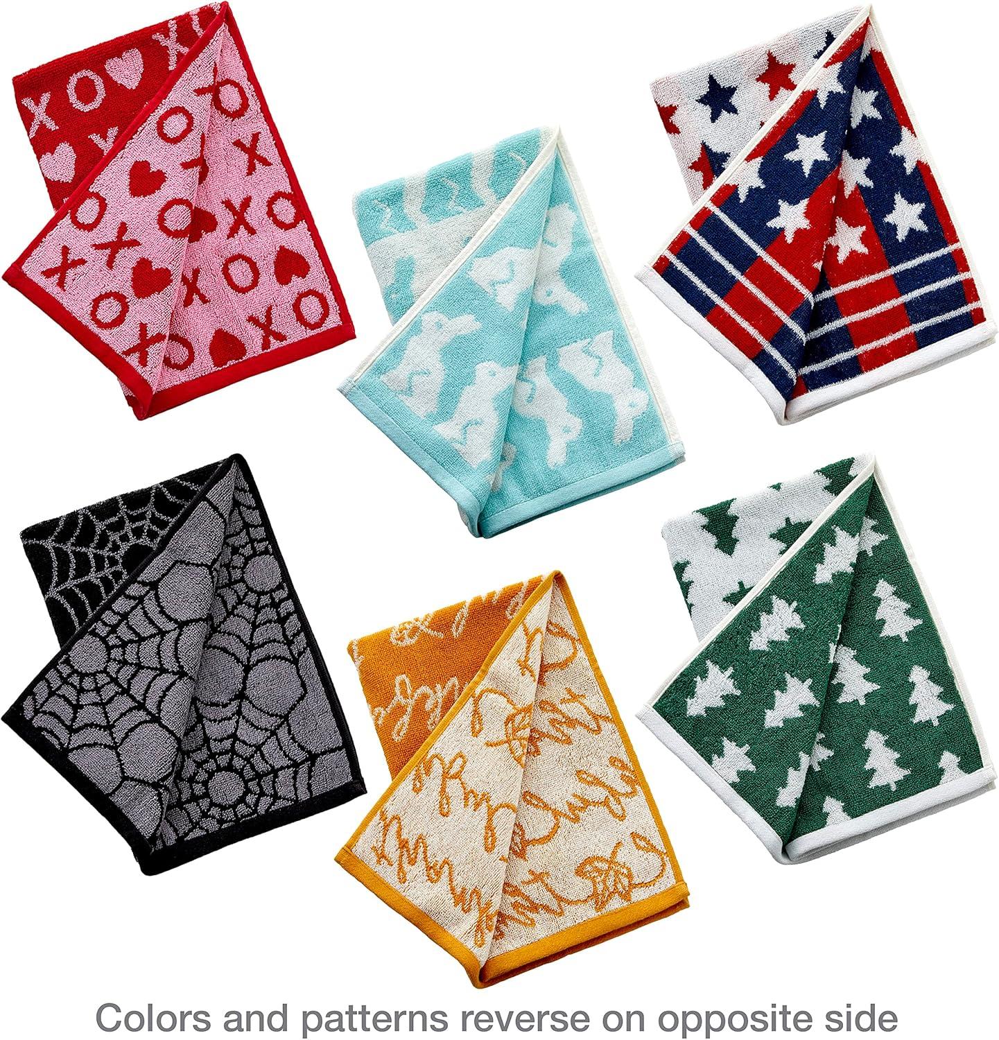 6-Piece Multicolor Cotton Jacquard Hand Towel Set