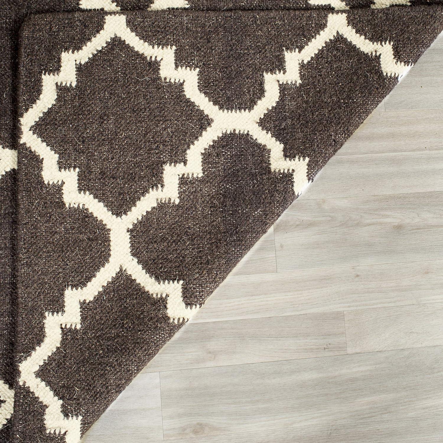 SAFAVIEH Dhurries Brad Geometric Area Rug, Brown/Ivory, 9' x 12'