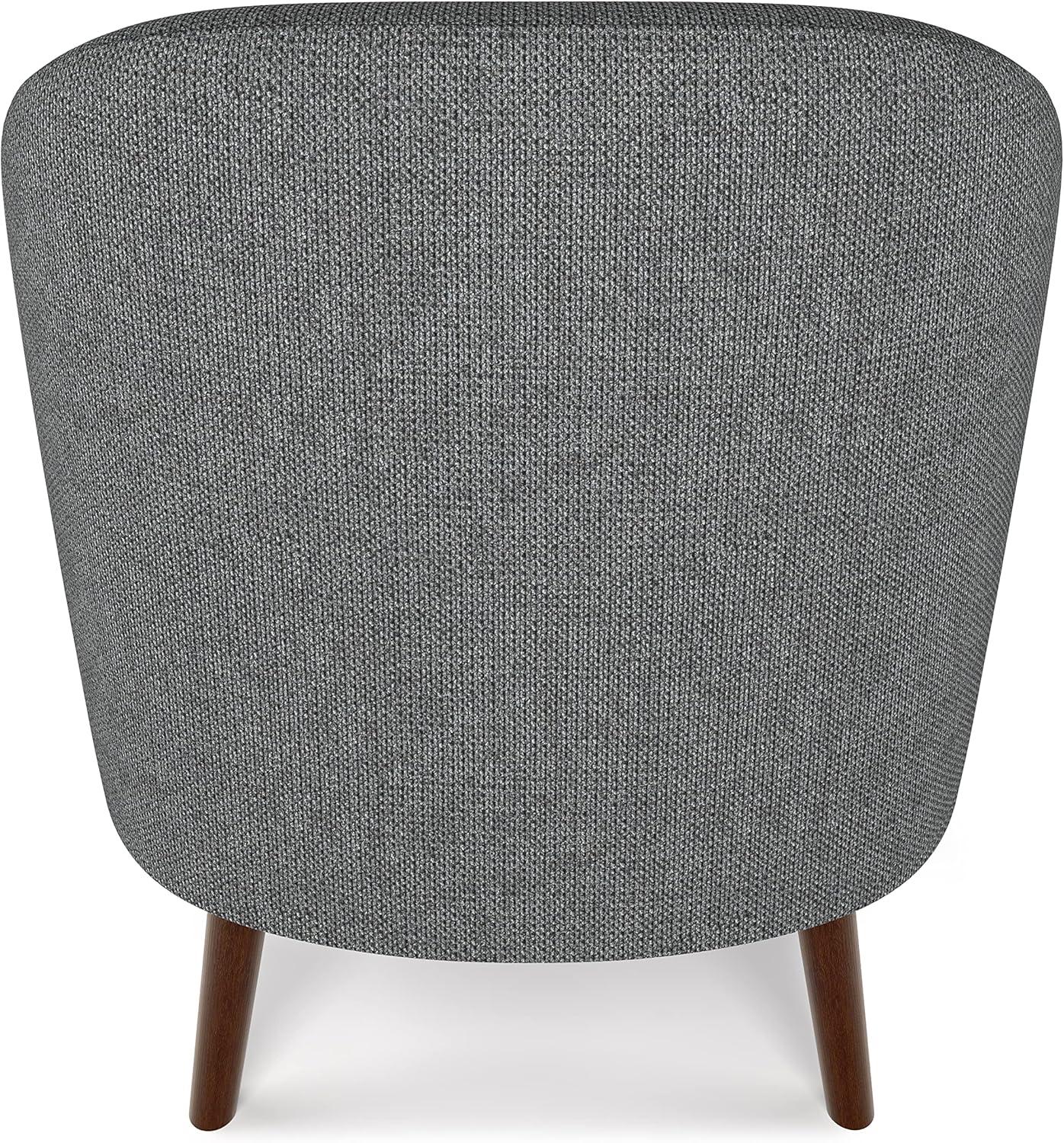 Transitional Shadow Grey Curved Accent Chair with Deep Seating