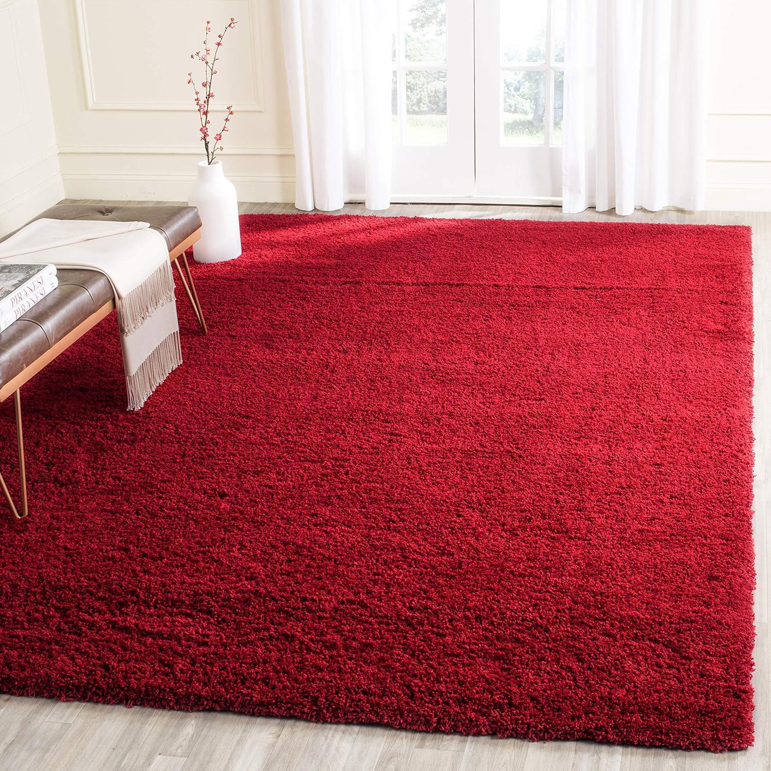 Cozy Crimson Shag 4' x 6' Rectangular Synthetic Area Rug