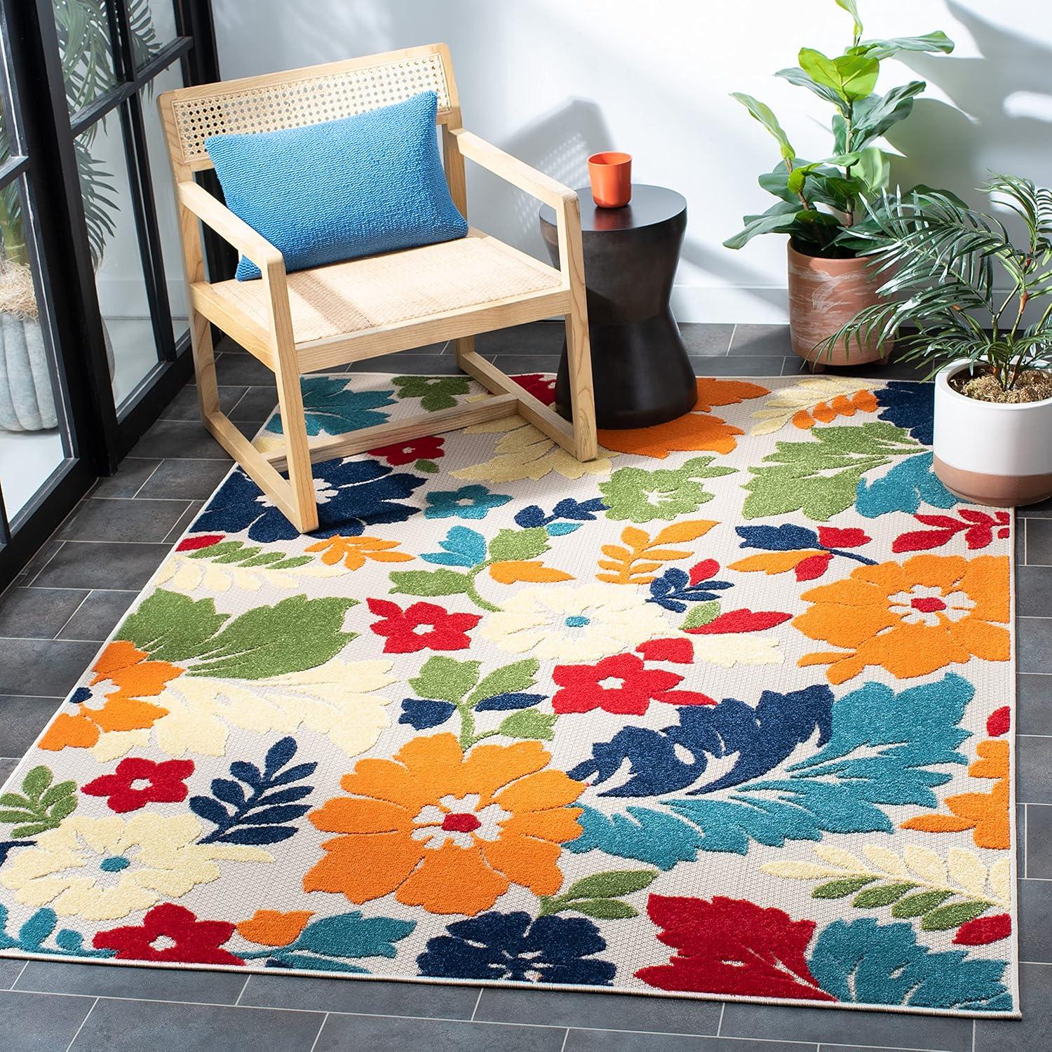 Cabana CBN308 Loomed Indoor Area Rug - Ivory/Orange - 4'5"x6'5" - Safavieh