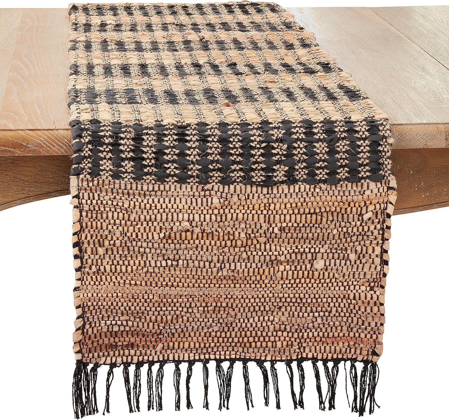 Saro Exotic Charm Striped Chindi Table Runner