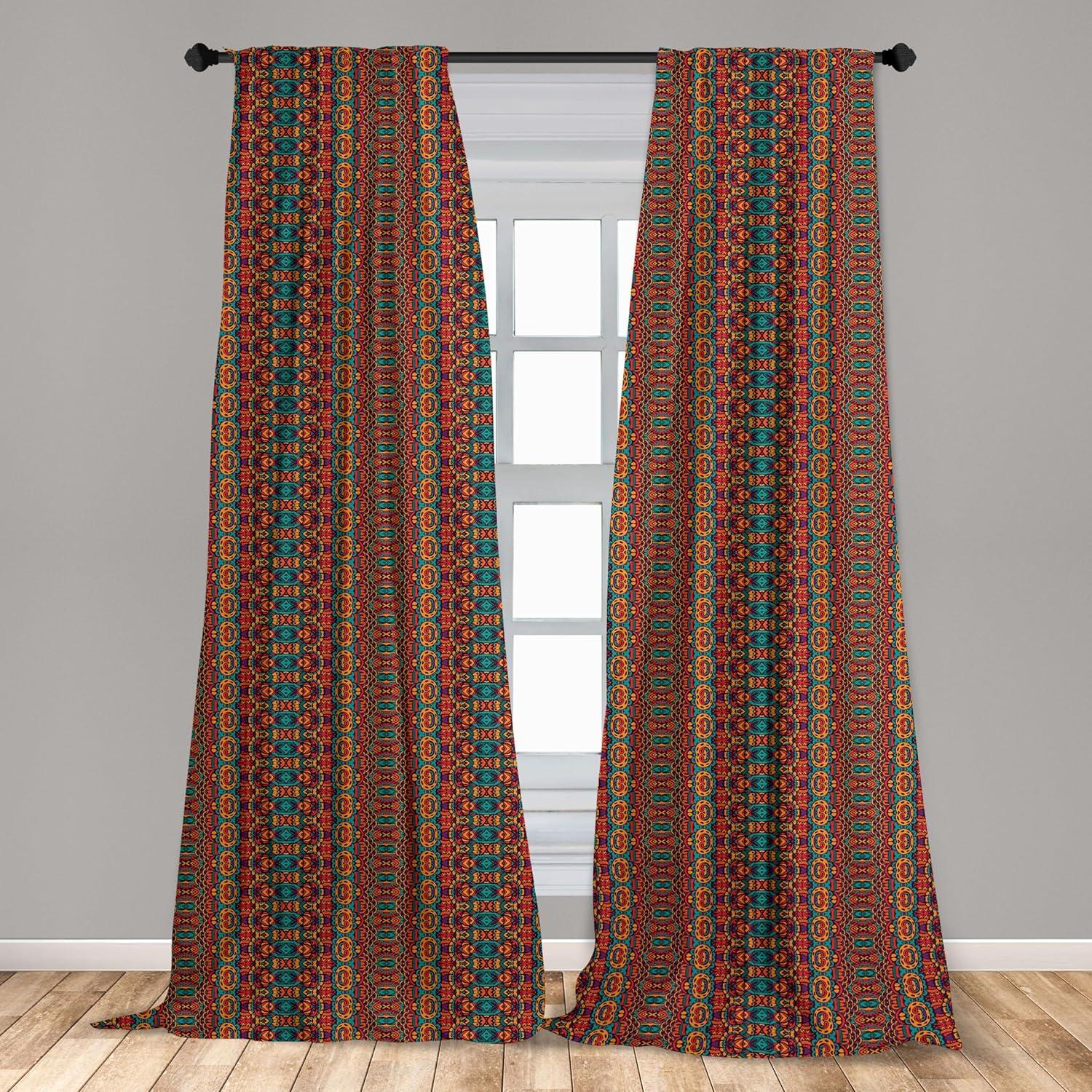 African Semi-Sheer Rod Pocket Curtain Panels (Set of 2)