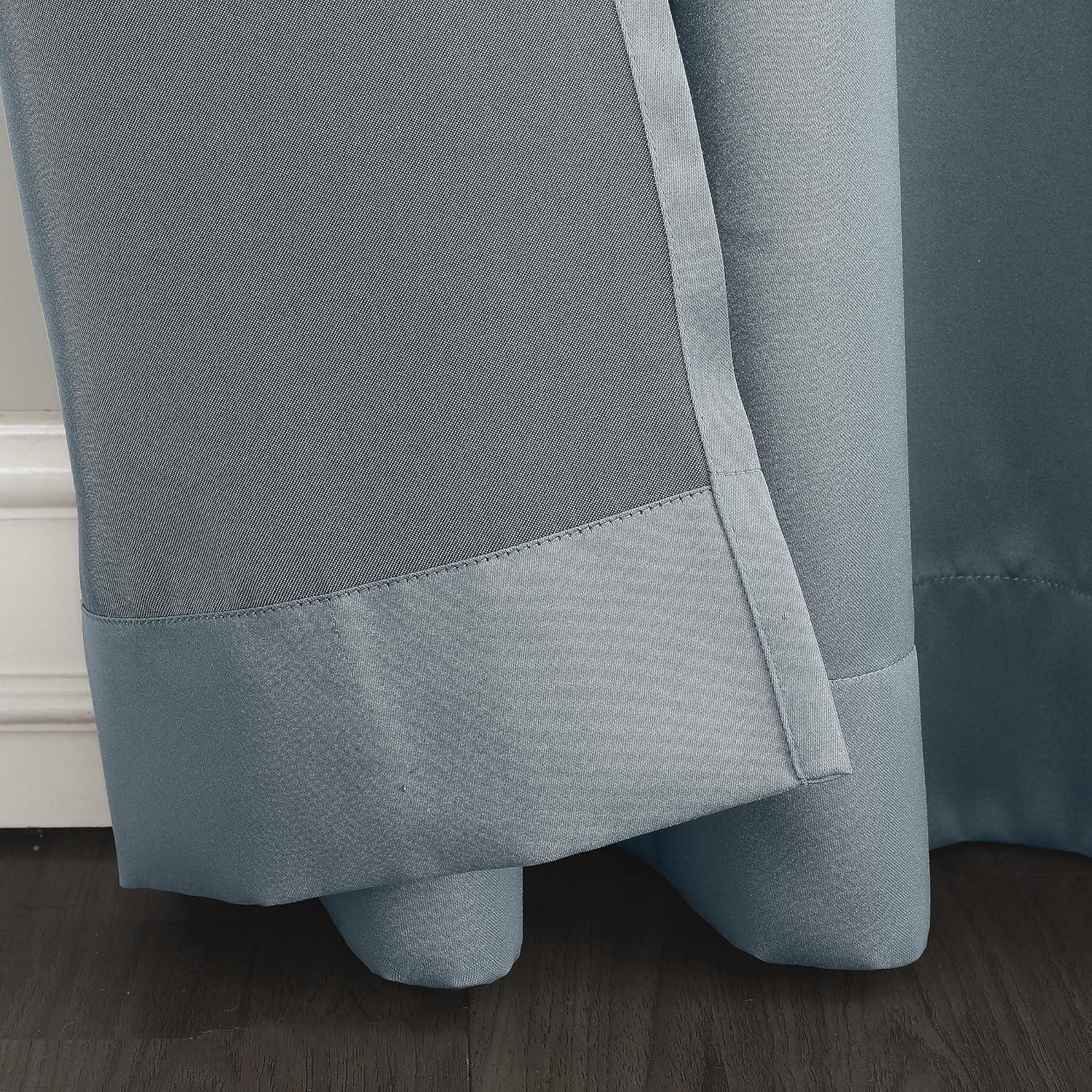 54"x63" Sun Zero Room Darkening Seymour Grommet Curtain Panel Vintage Blue: Modern Thermal Insulated, Noise Reduction