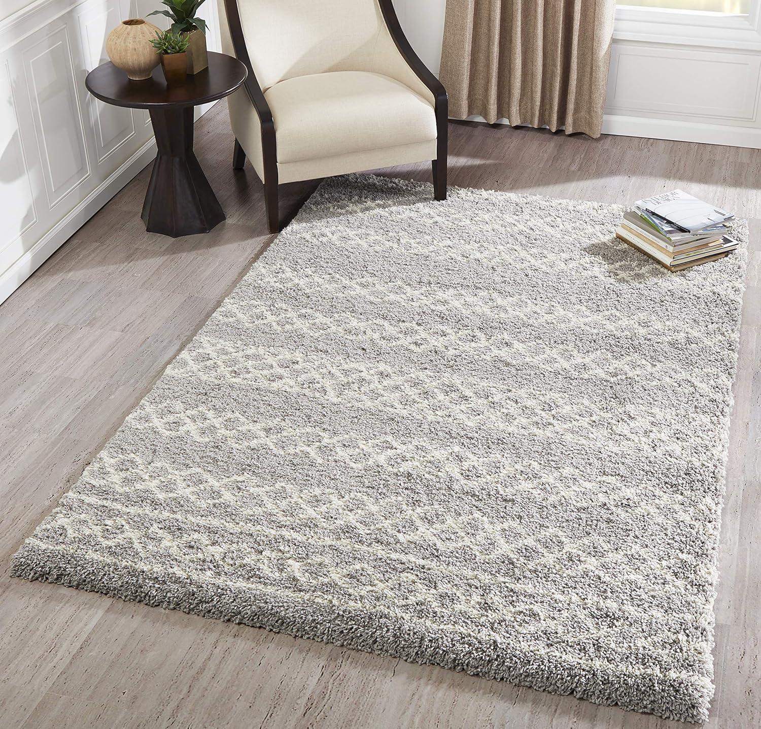 Momeni  Maya Contemporary Geometric Area Rug Grey 7'10" x 9'10" Polypropylene 8' x 10' Indoor Ivory, Black Rectangle Bohemian & Eclectic