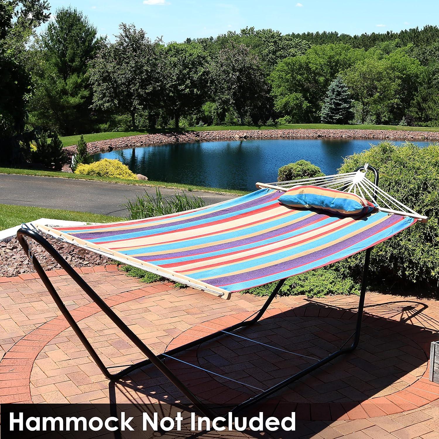 Sunnydaze Portable Heavy-Duty Steel Hammock Stand Only for Camping and Spreader Bar Styles - 330 lb Capacity/10' Stand - Black
