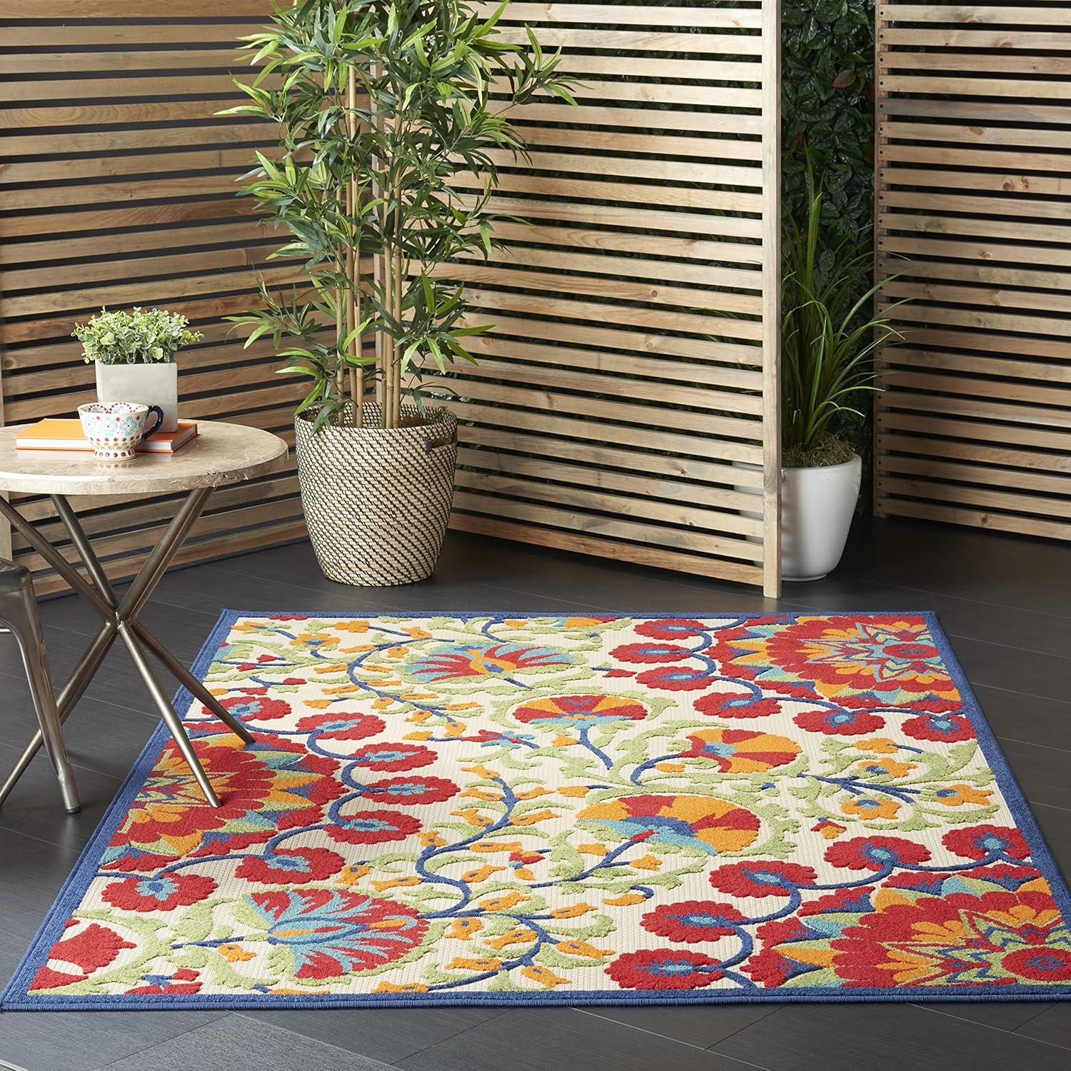 Nourison Aloha Transitional Floral Outdoor Rug